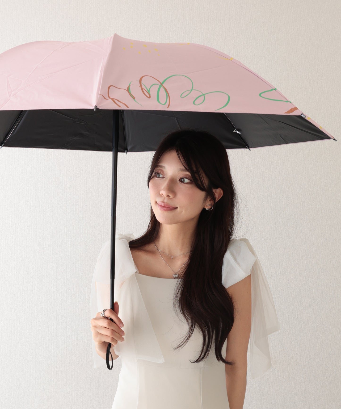 晴雨兼用 配色 フラワー 遮光 折りたたみ傘