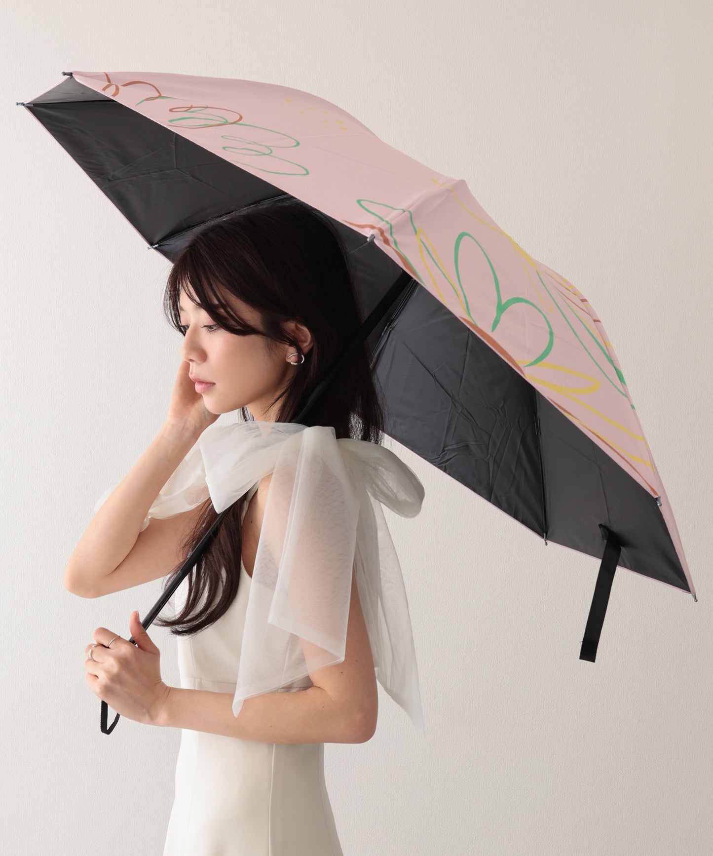 晴雨兼用 配色 フラワー 遮光 折りたたみ傘