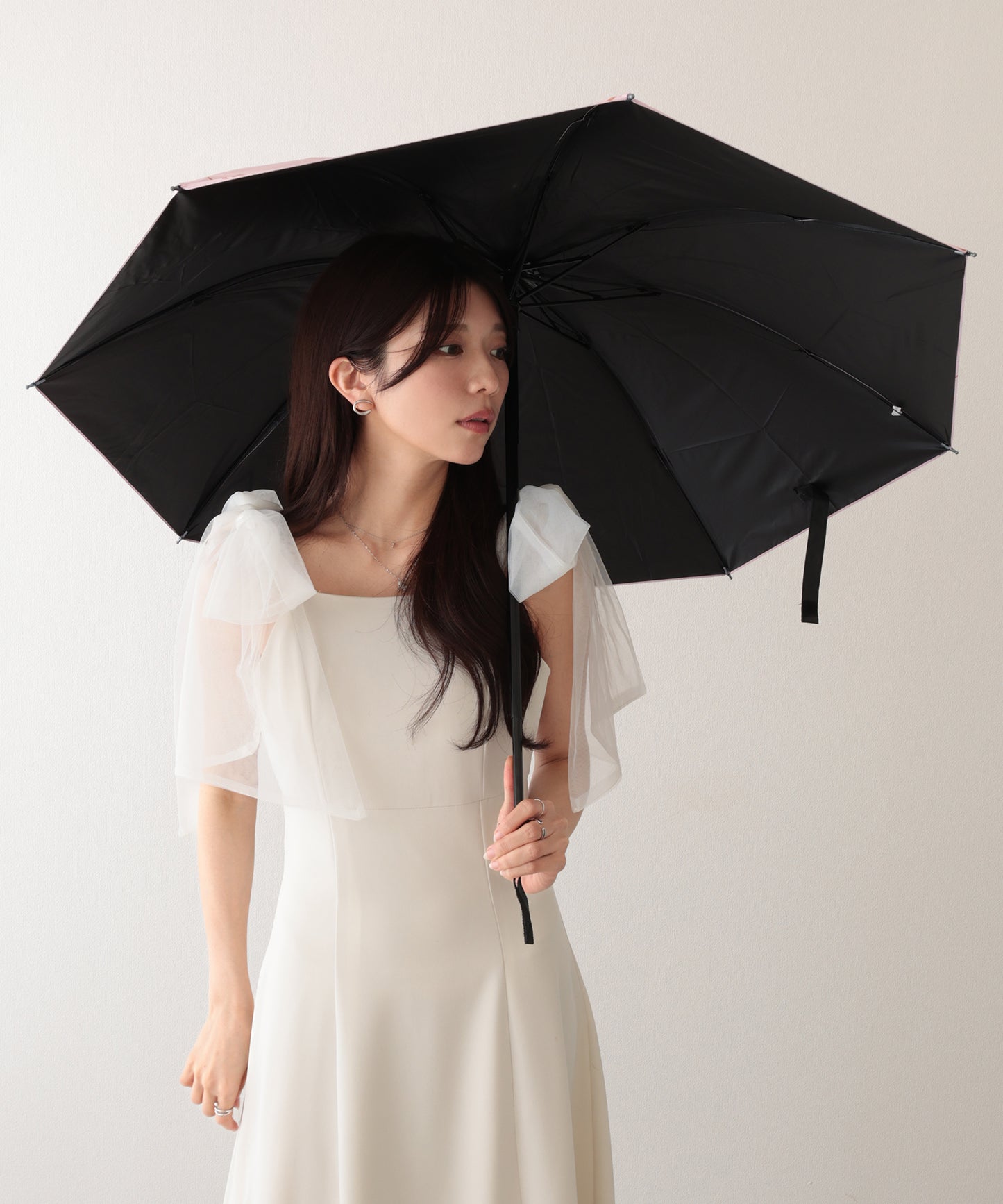 晴雨兼用 配色 フラワー 遮光 折りたたみ傘