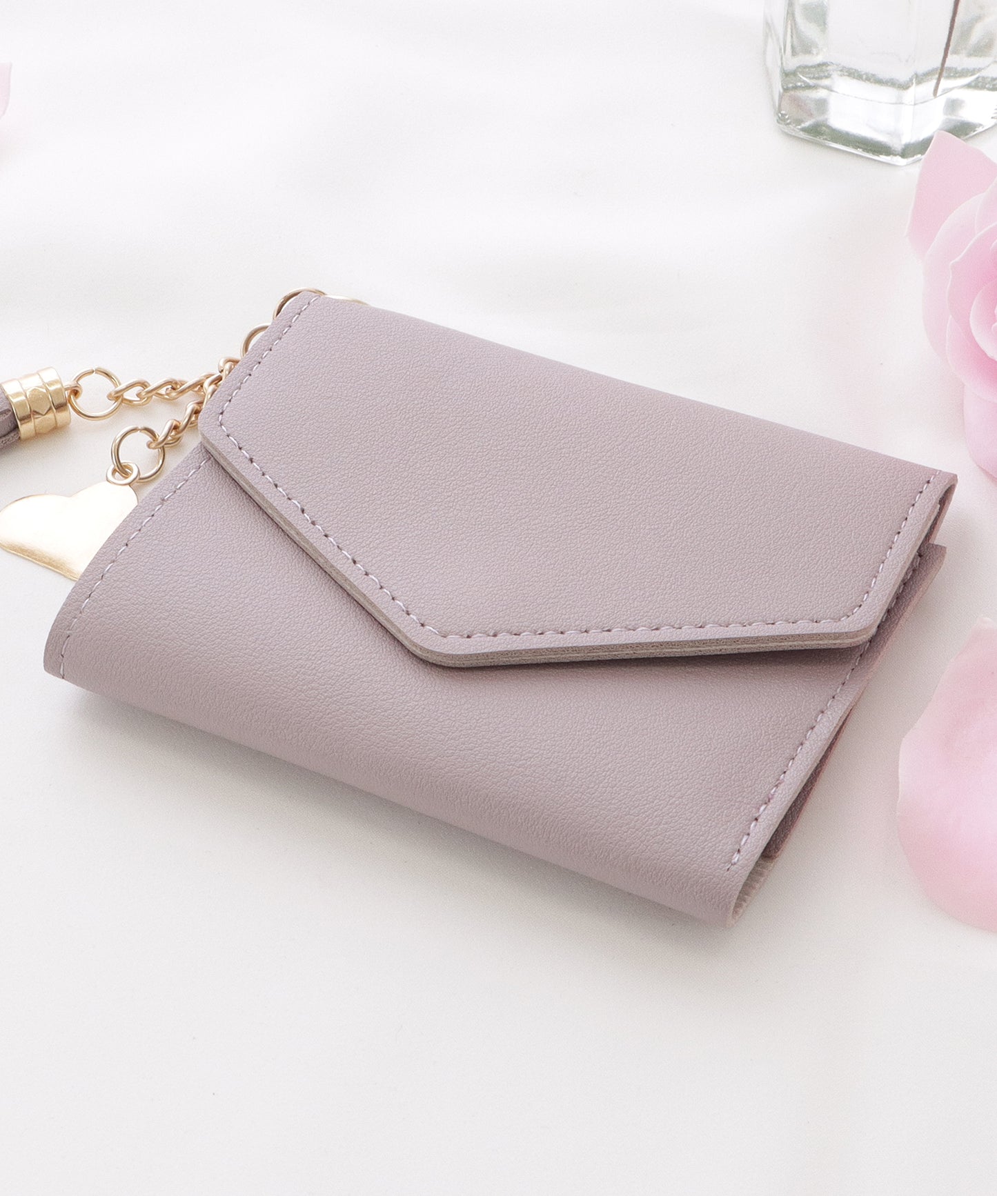 タッセルチャームレザー調コンパクトカードケース