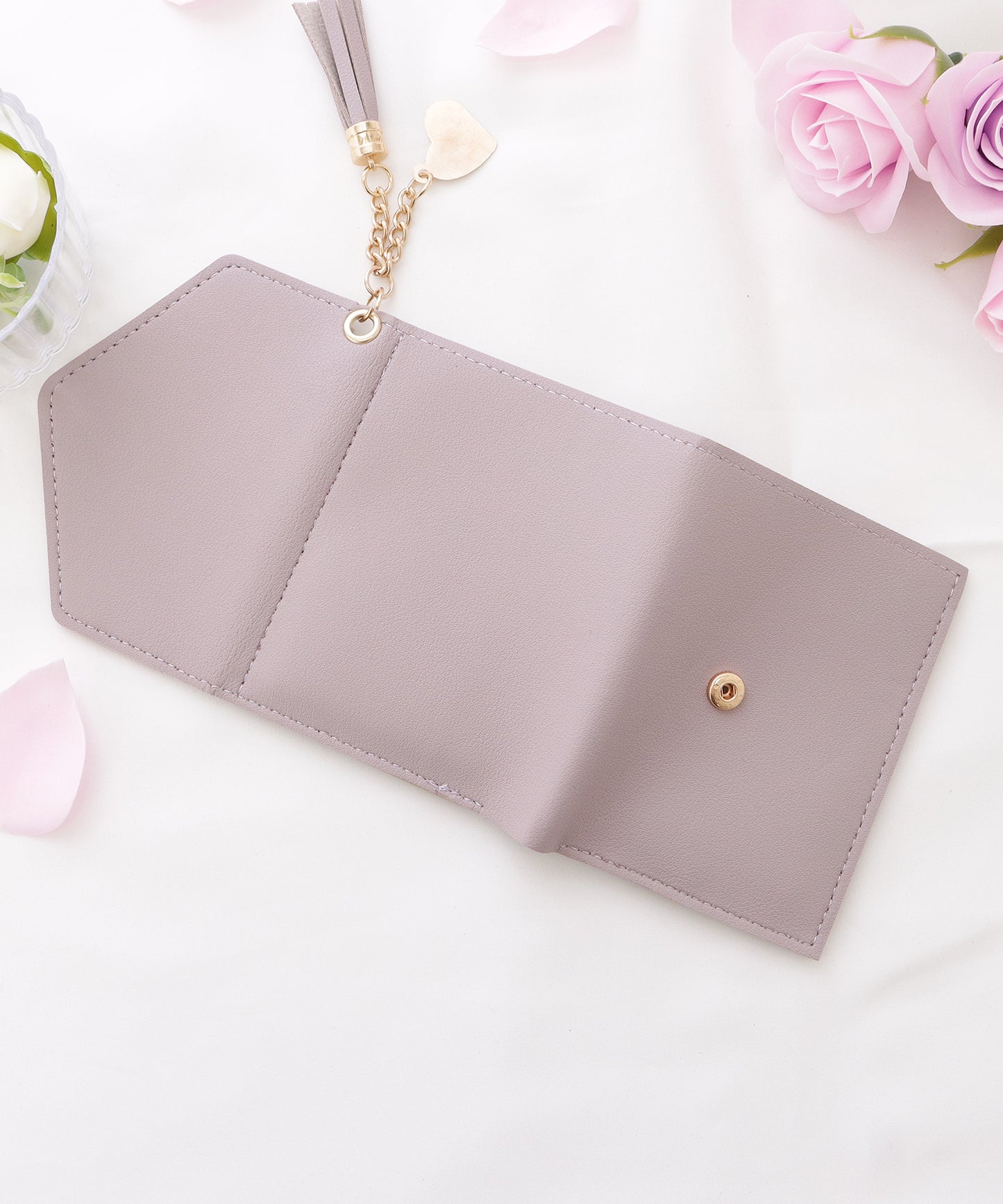 タッセルチャームレザー調コンパクトカードケース