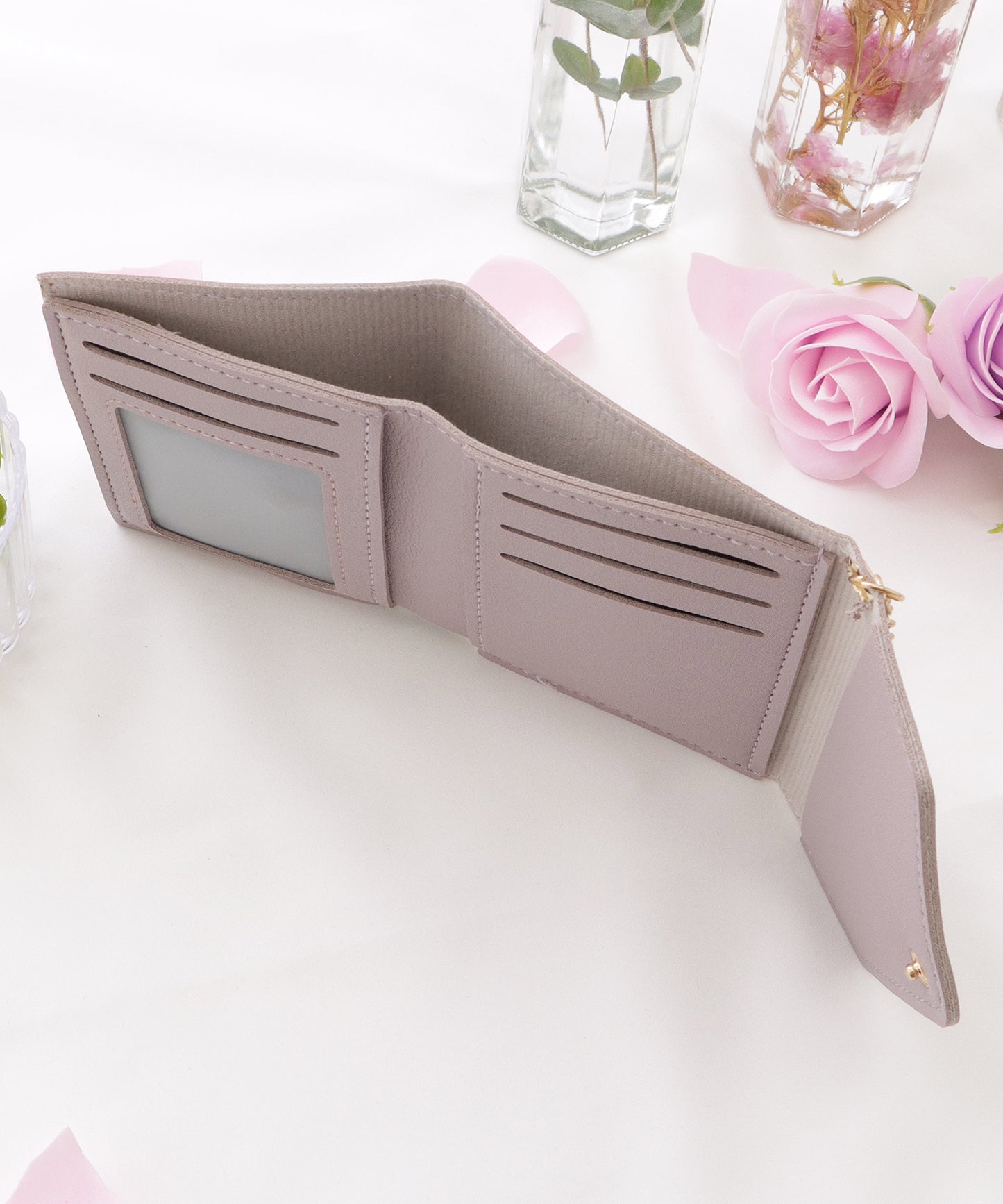 タッセルチャームレザー調コンパクトカードケース