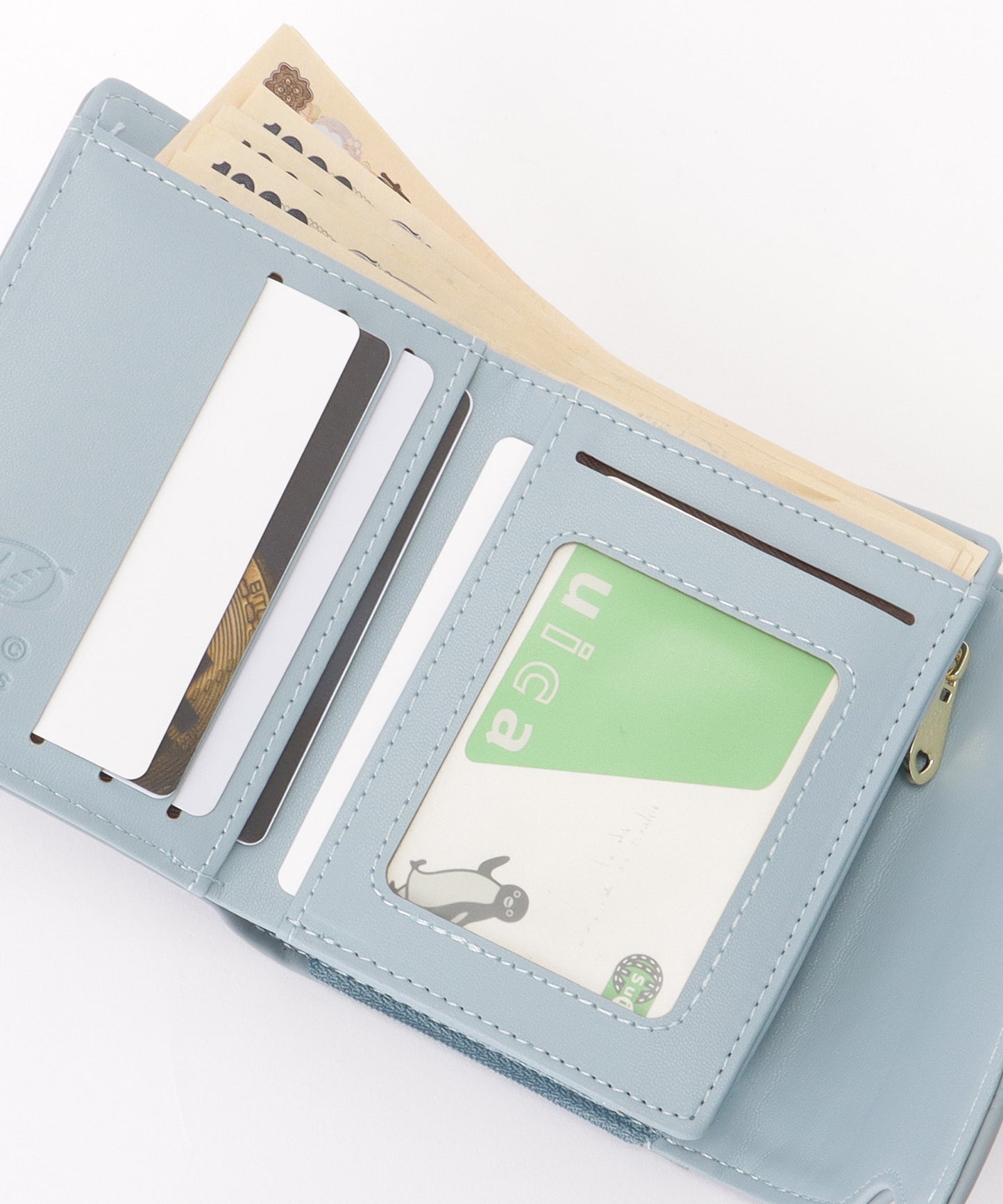 ヘリンボーン風 ステッチ ウエーブ 三つ折り 財布