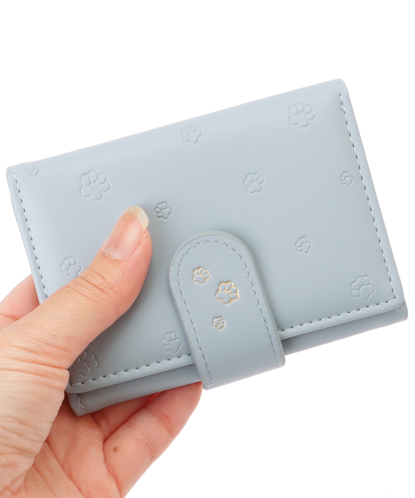 スナップ式 アニマル 型押し レザー調 三つ折り 財布