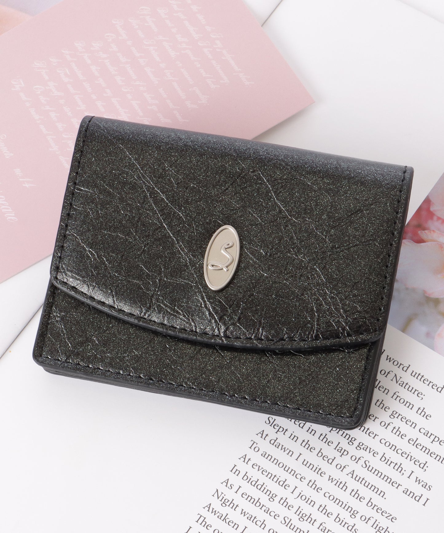 レザー調 メタリック コンパクト カード ケース