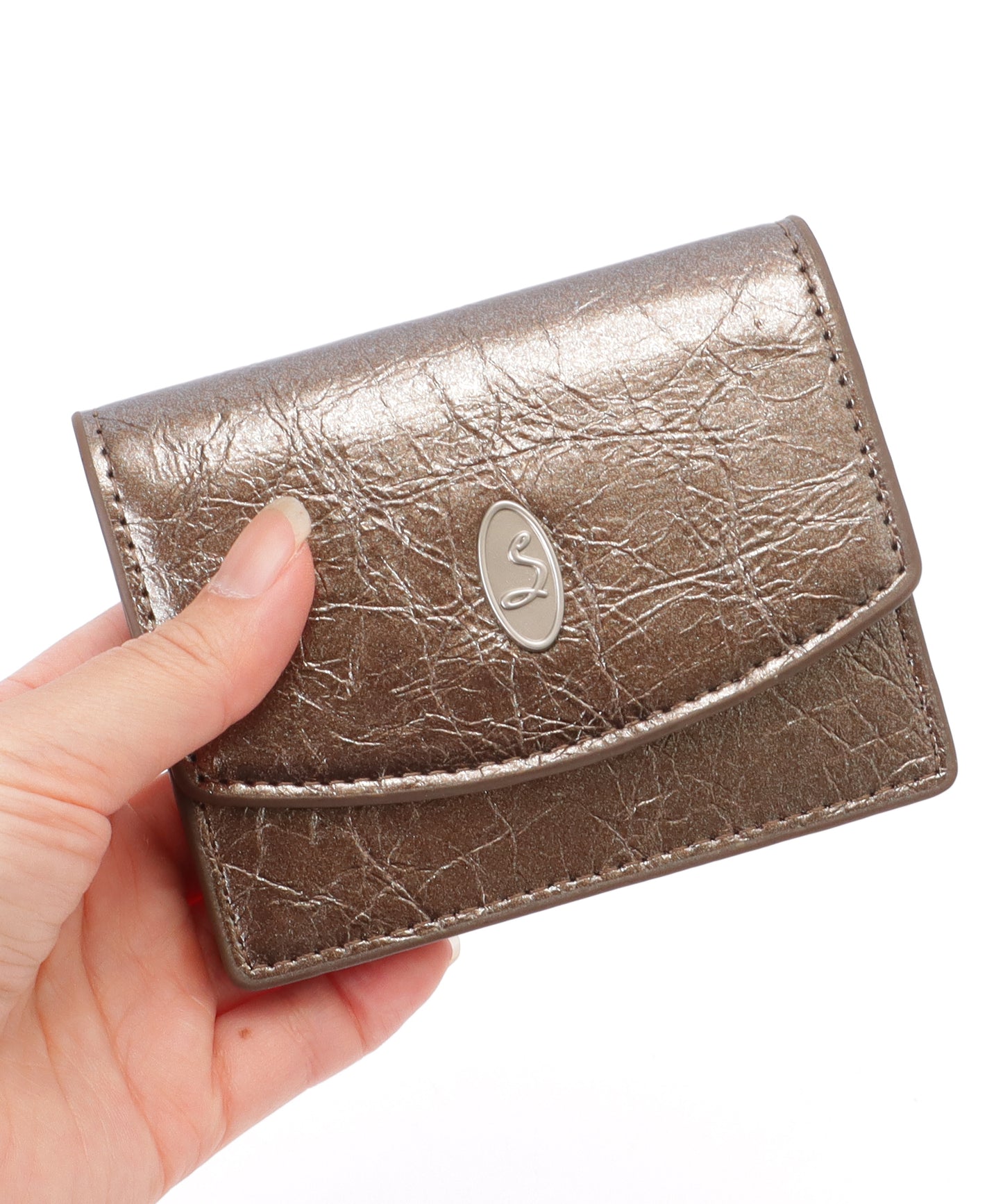 レザー調 メタリック コンパクト カード ケース