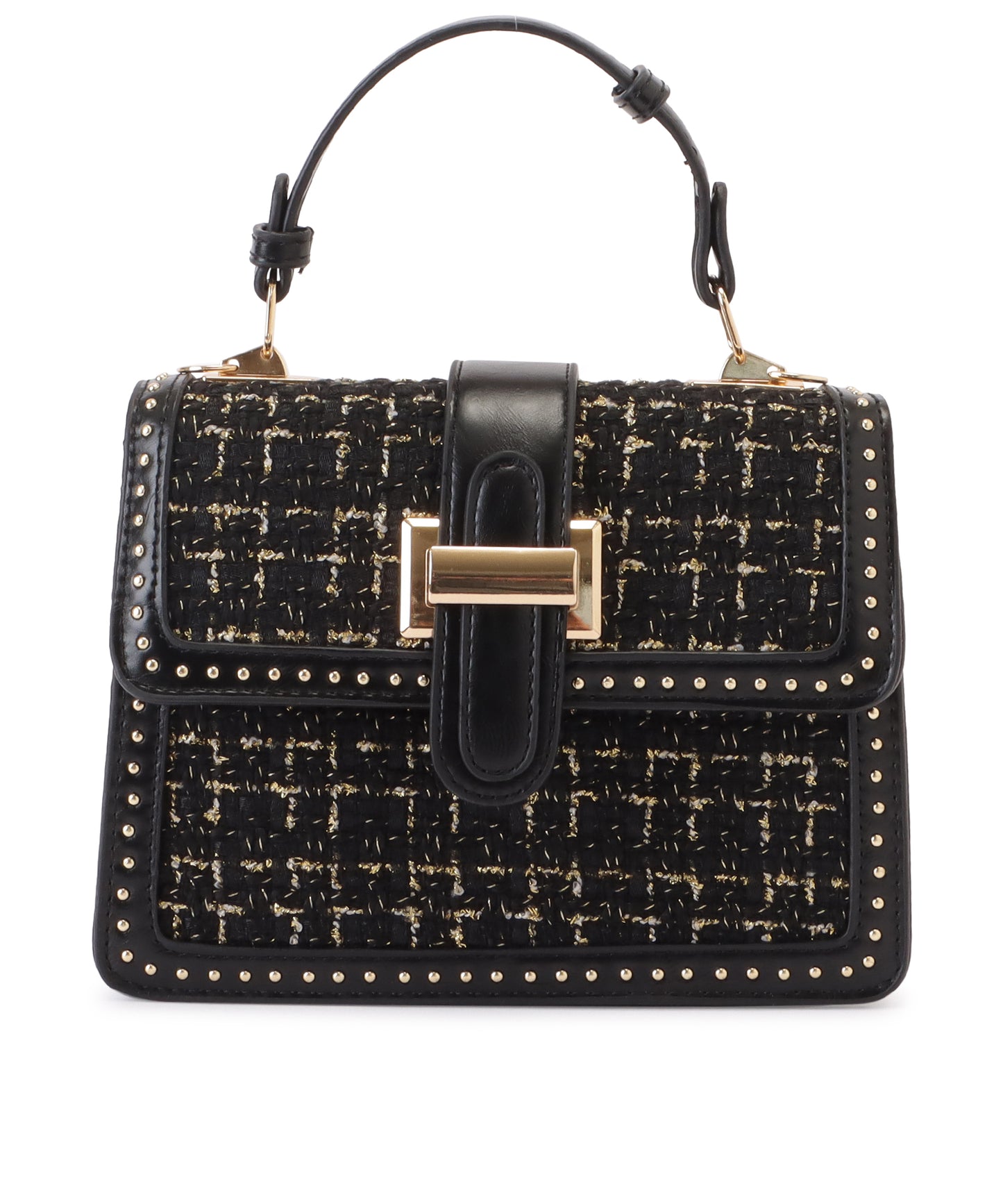 ミックスツイードスタッズ付き2WAYショルダーバッグ