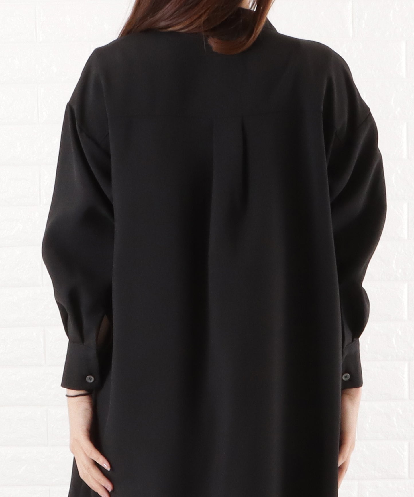 バンドカラー ロングシャツワンピース