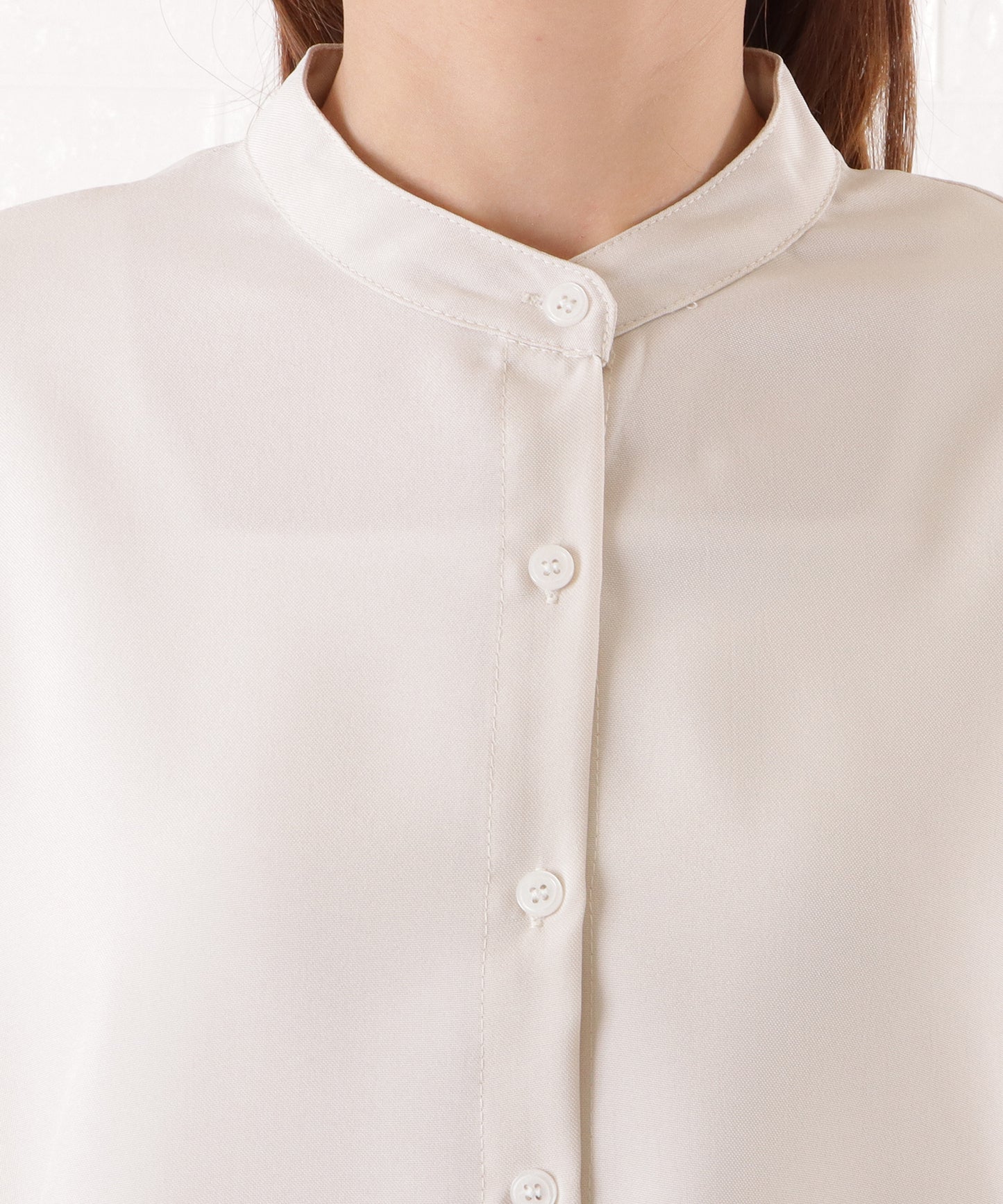 バンドカラー ロングシャツワンピース