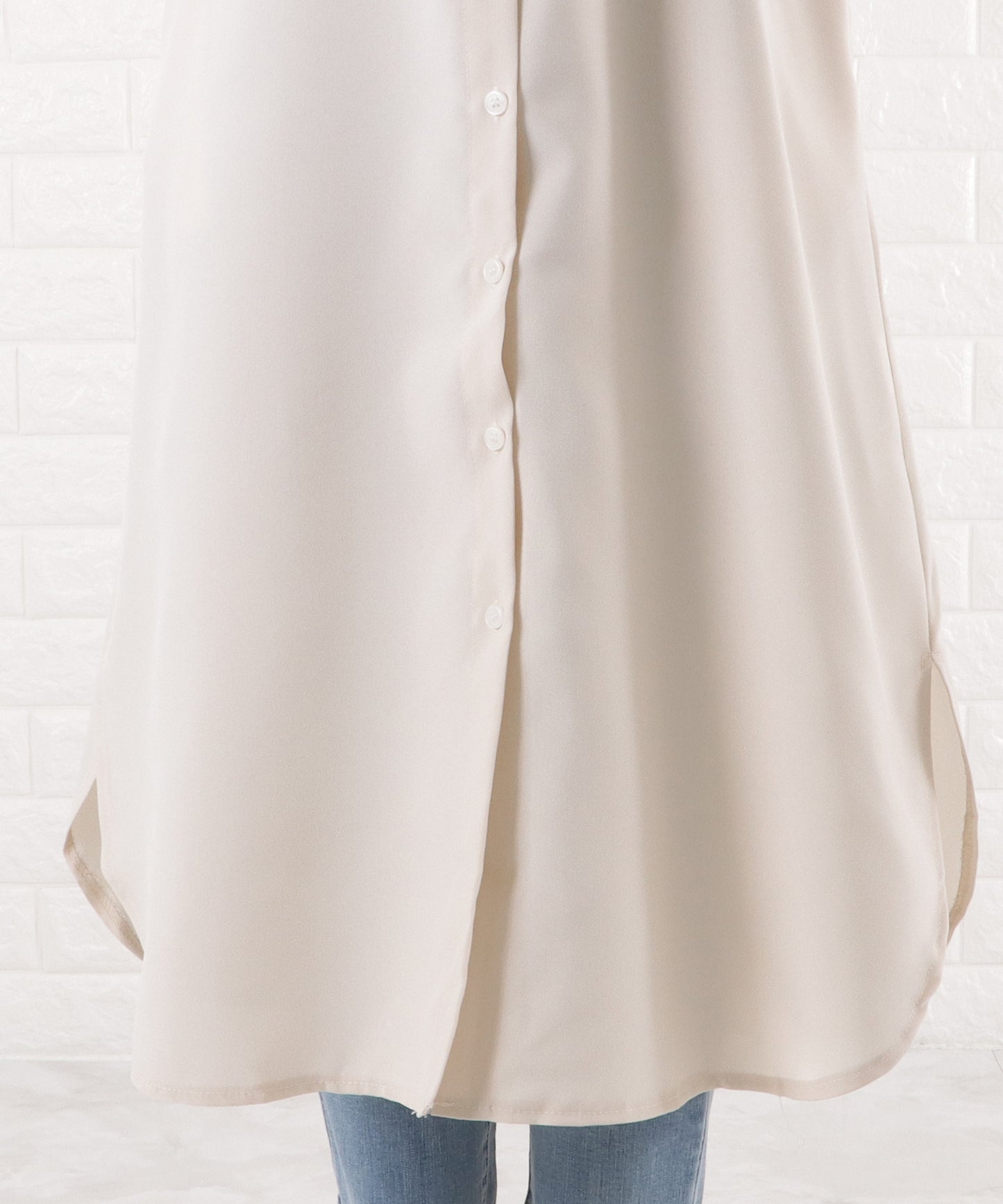 バンドカラー ロングシャツワンピース