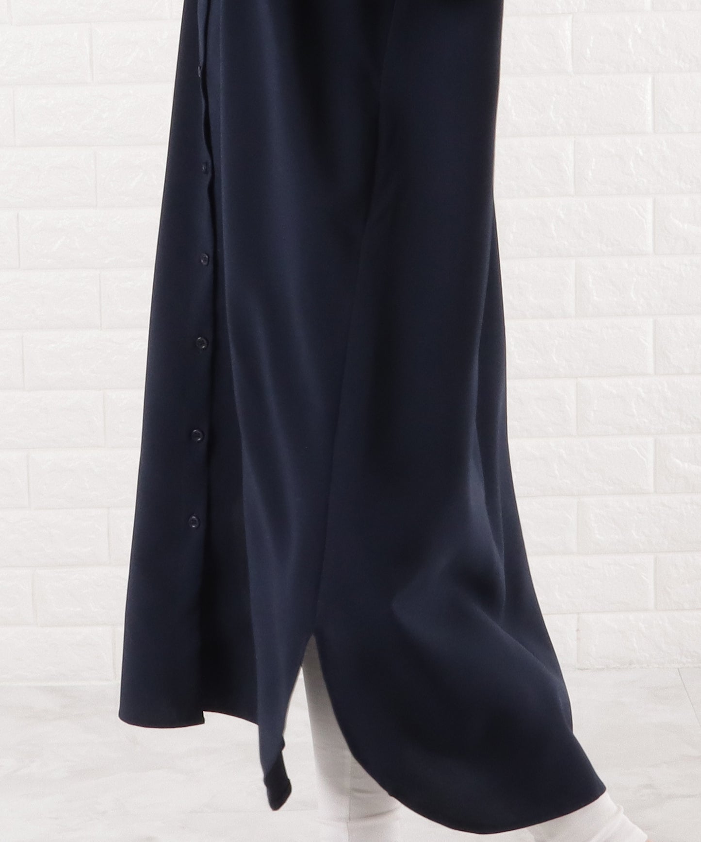 バンドカラー ロングシャツワンピース