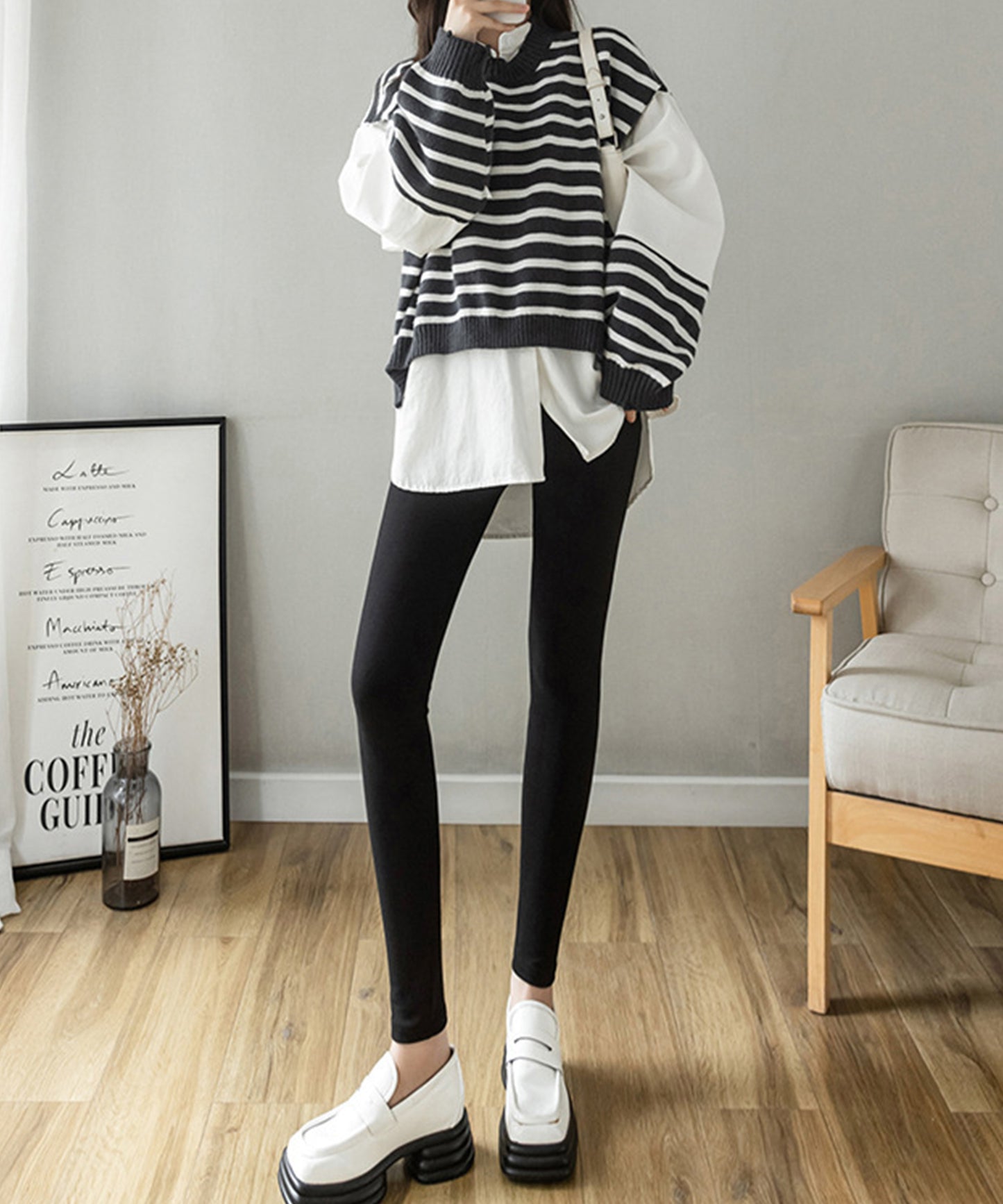 あったか保温クロスデザインレギンス