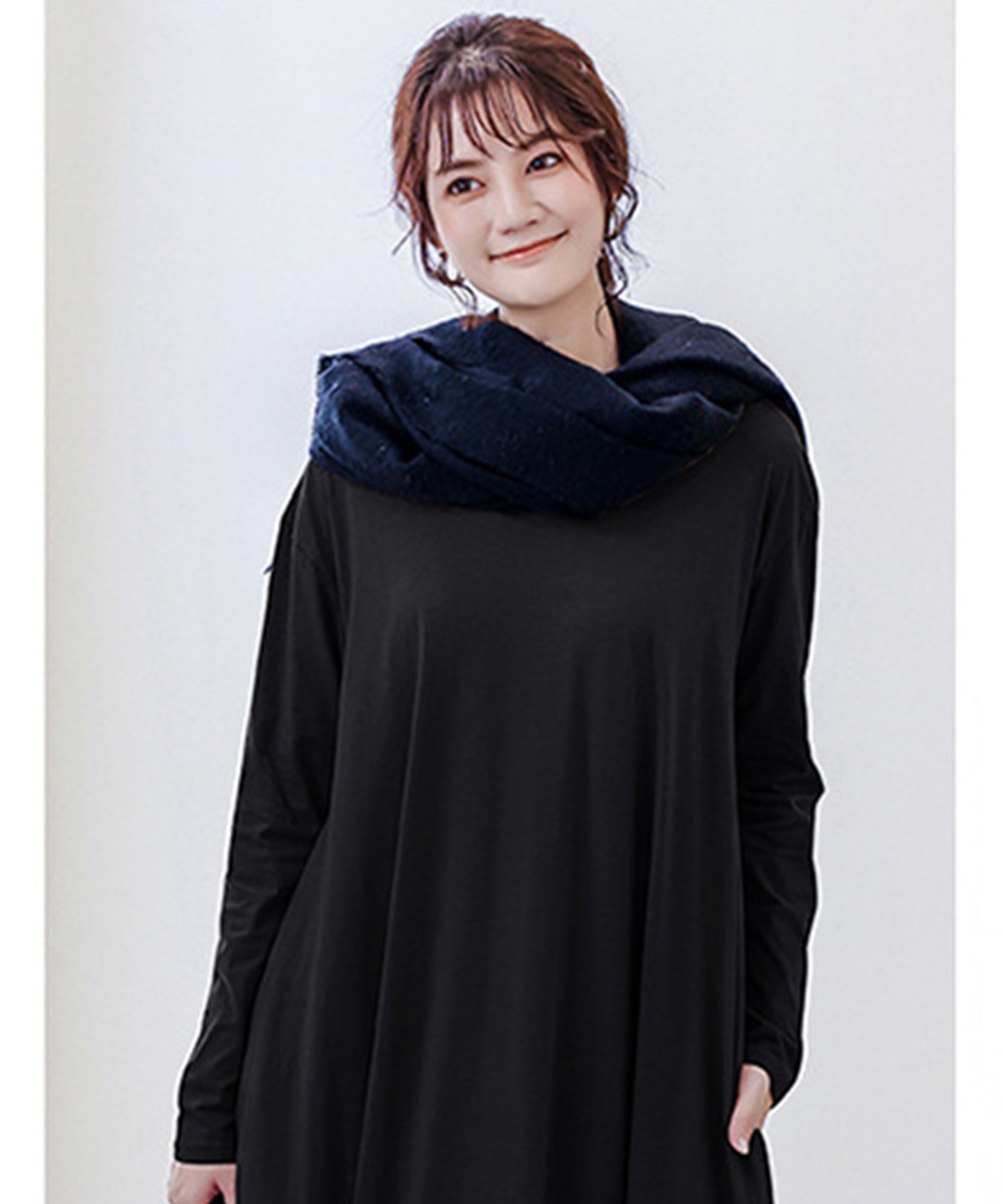 ゆったりロング長袖Tシャツワンピース