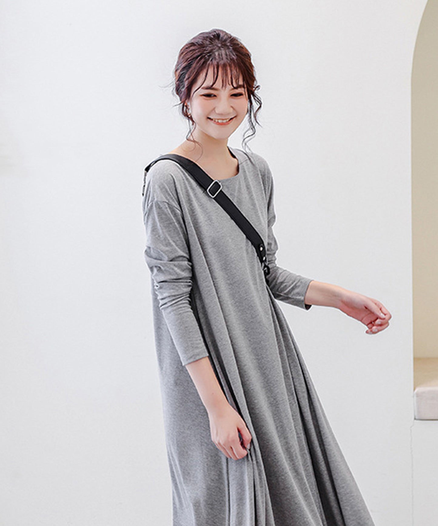 ゆったりロング長袖Tシャツワンピース