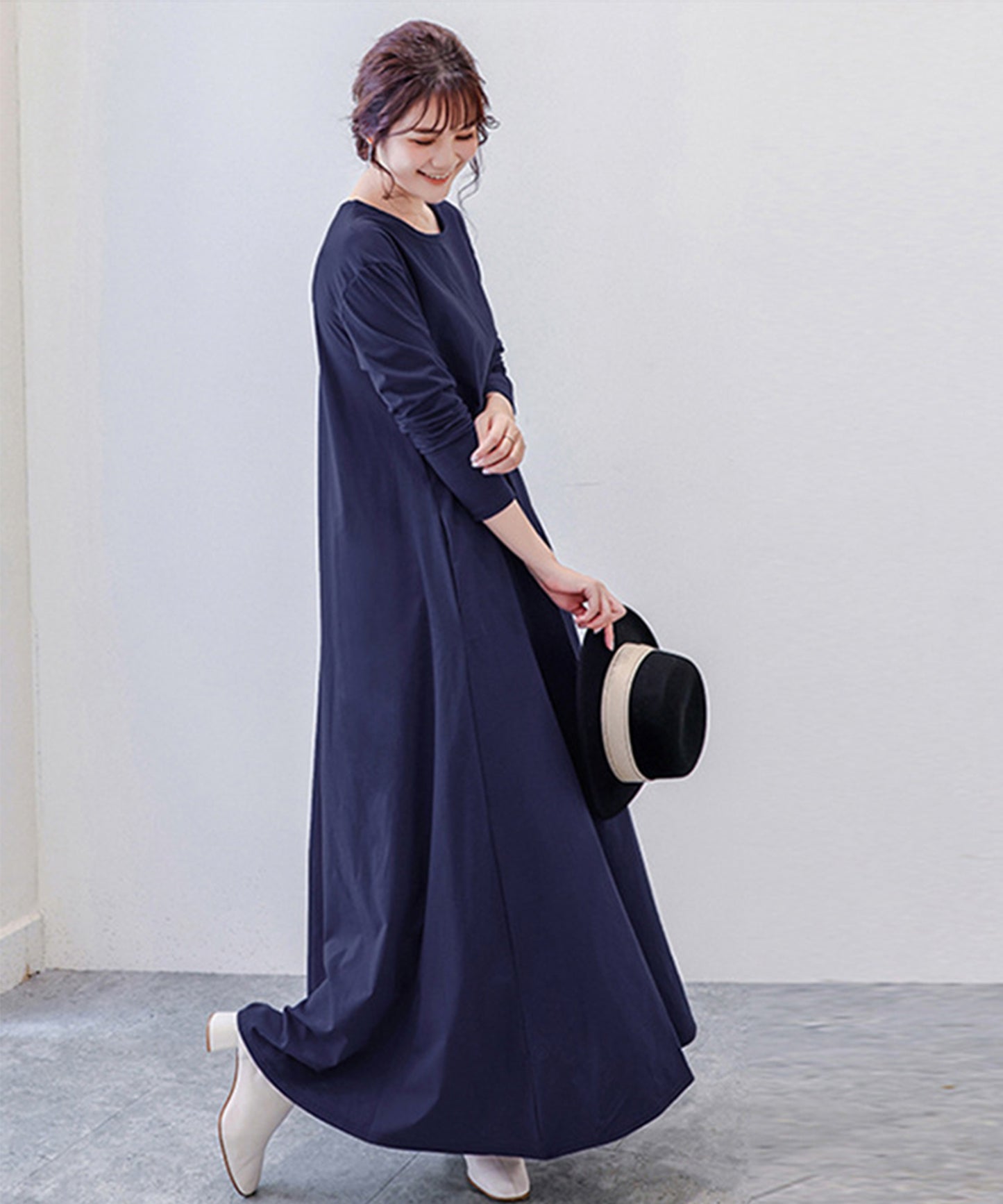 ゆったりロング長袖Tシャツワンピース