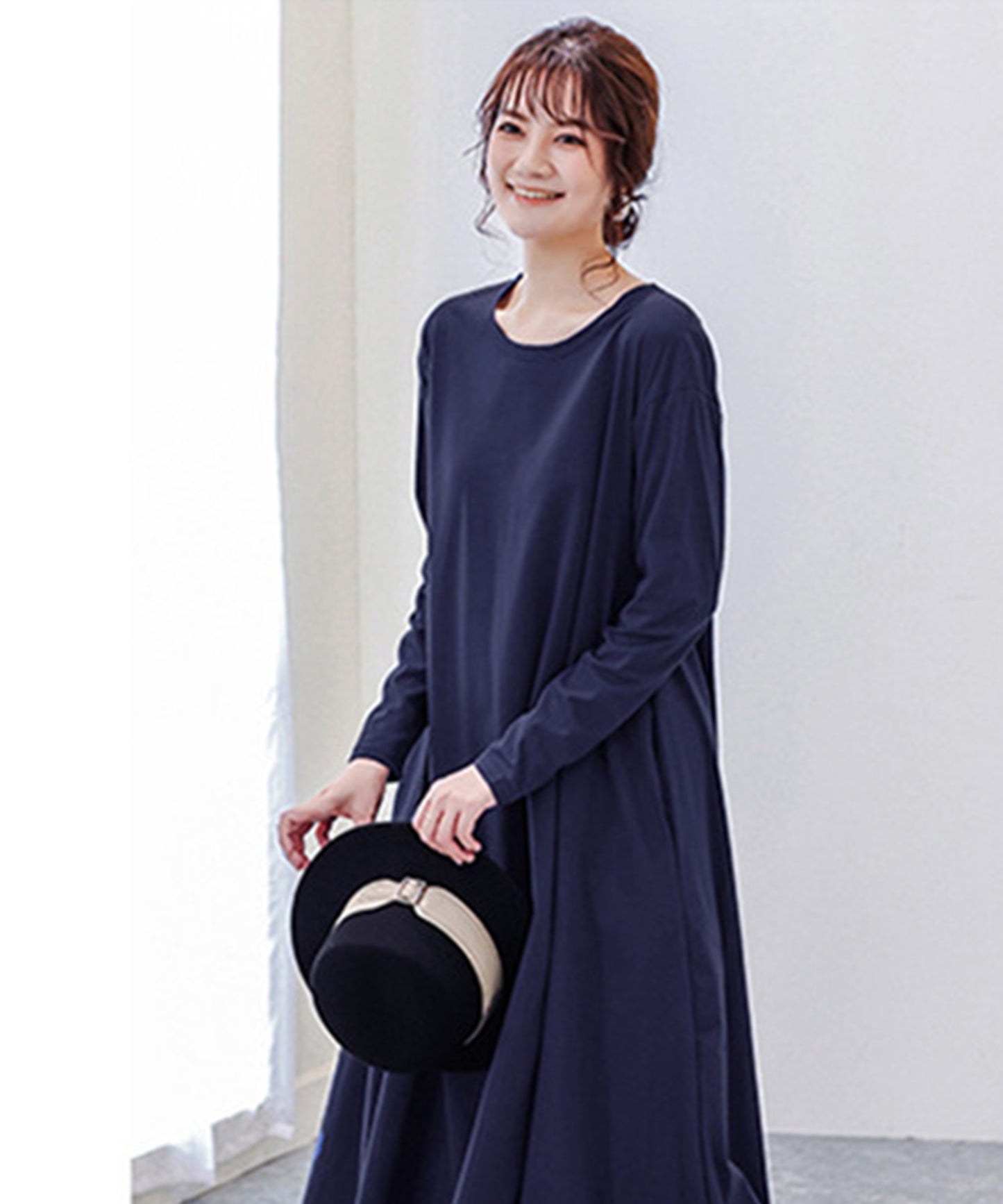 ゆったりロング長袖Tシャツワンピース
