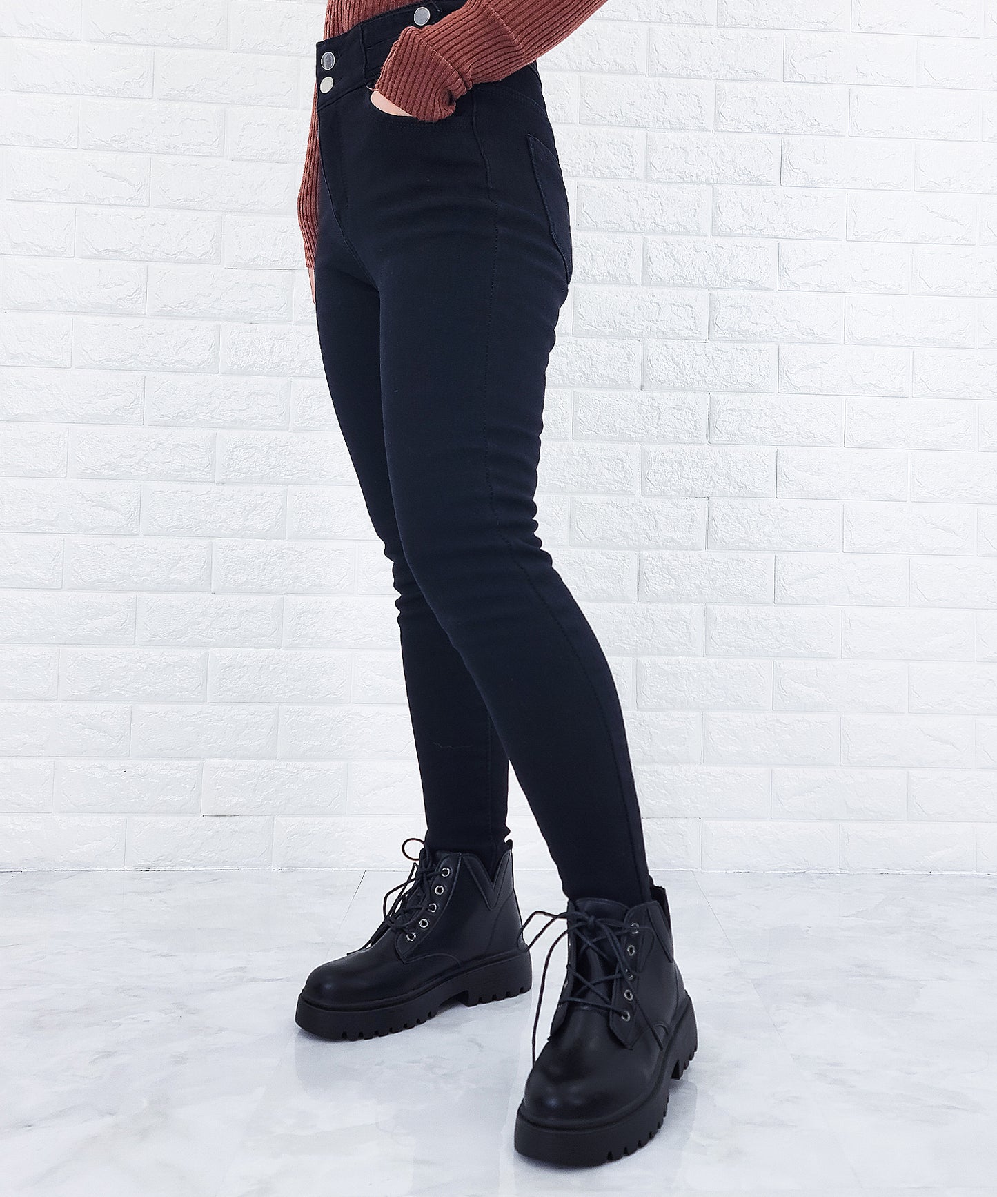 ハイウエストストレッチデニムパンツ