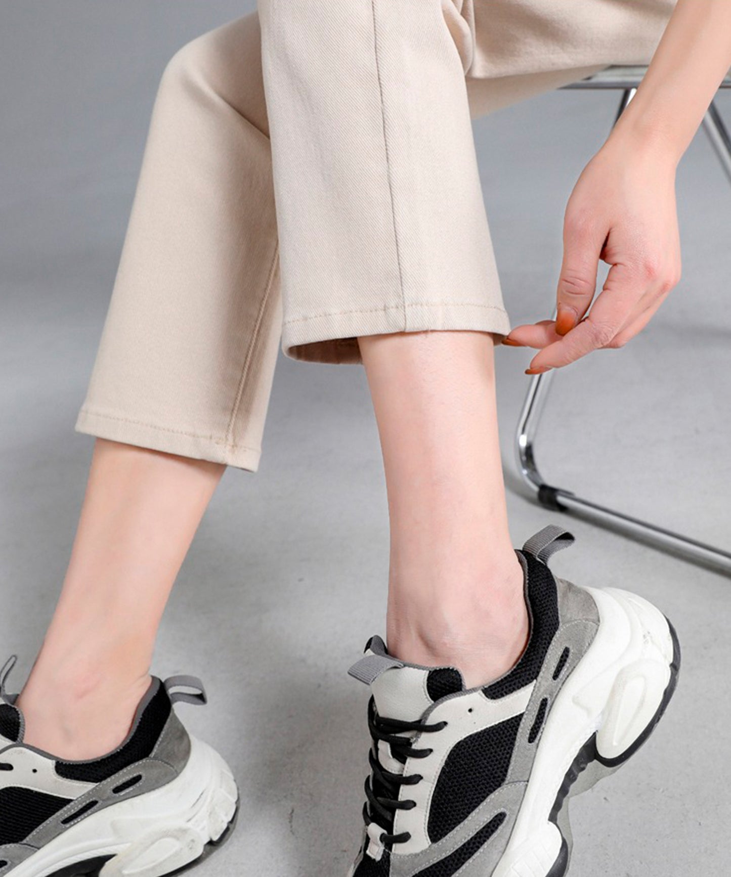 ハイウエストストレートスリムパンツ