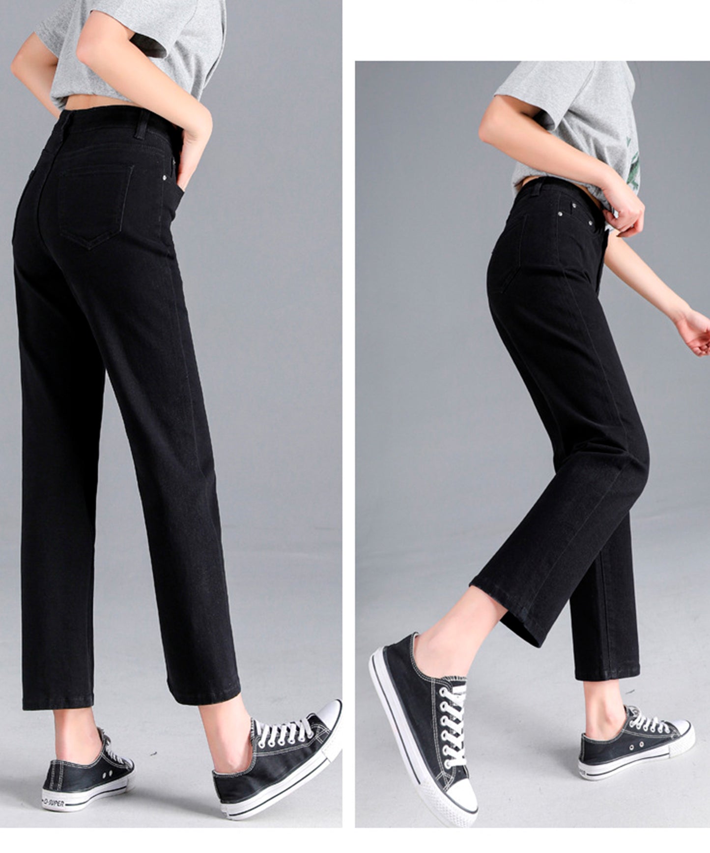 ハイウエストストレートスリムパンツ