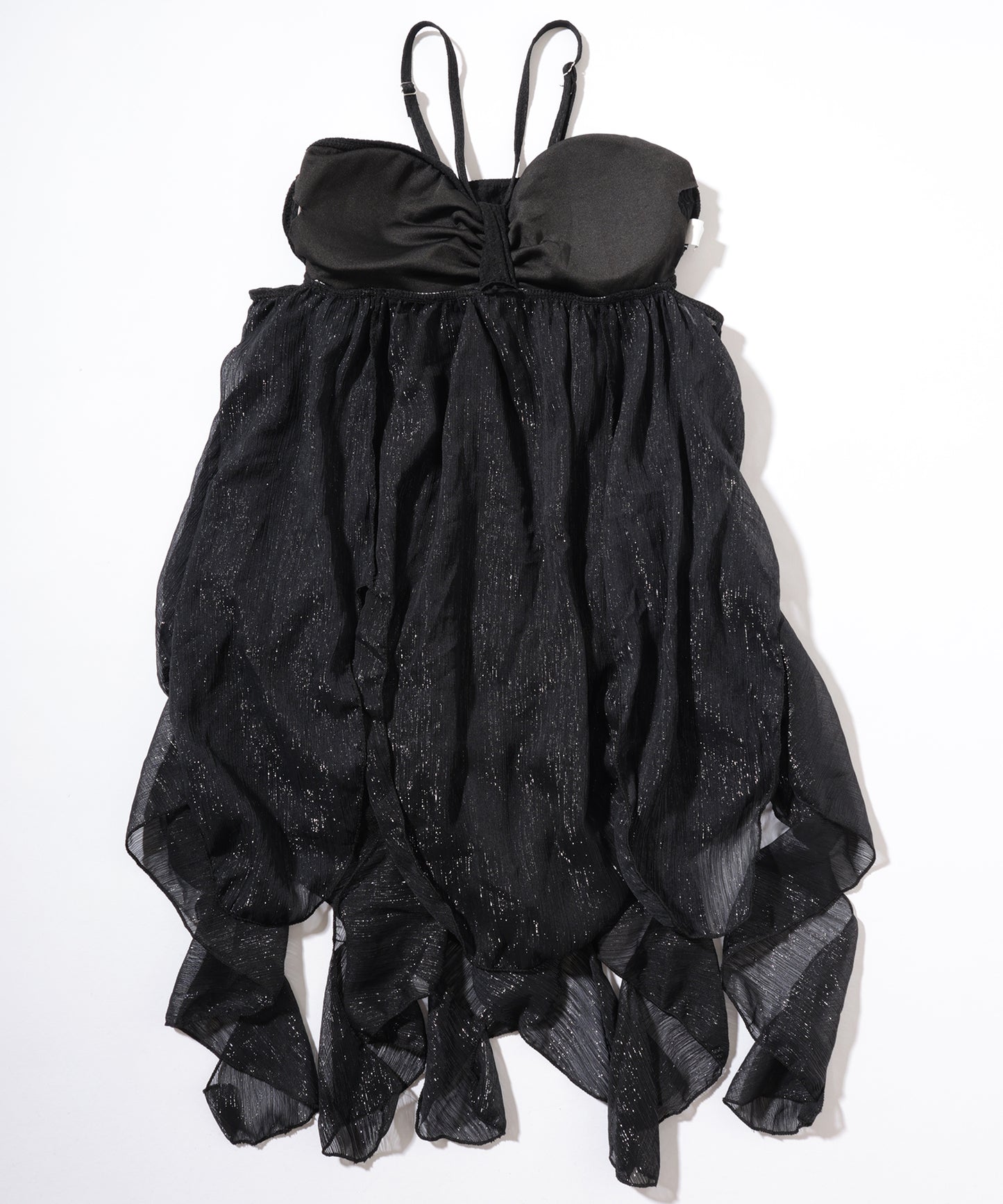 【2点セット】異素材 シアー ラッフルフリル ワンピース ショーツ付き セパレート水着