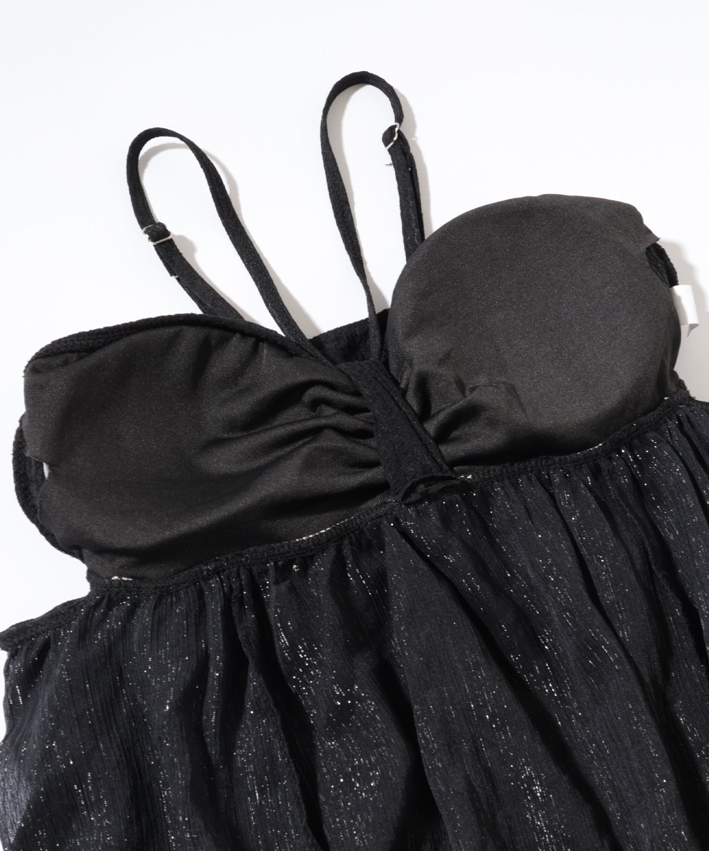 【2点セット】異素材 シアー ラッフルフリル ワンピース ショーツ付き セパレート水着