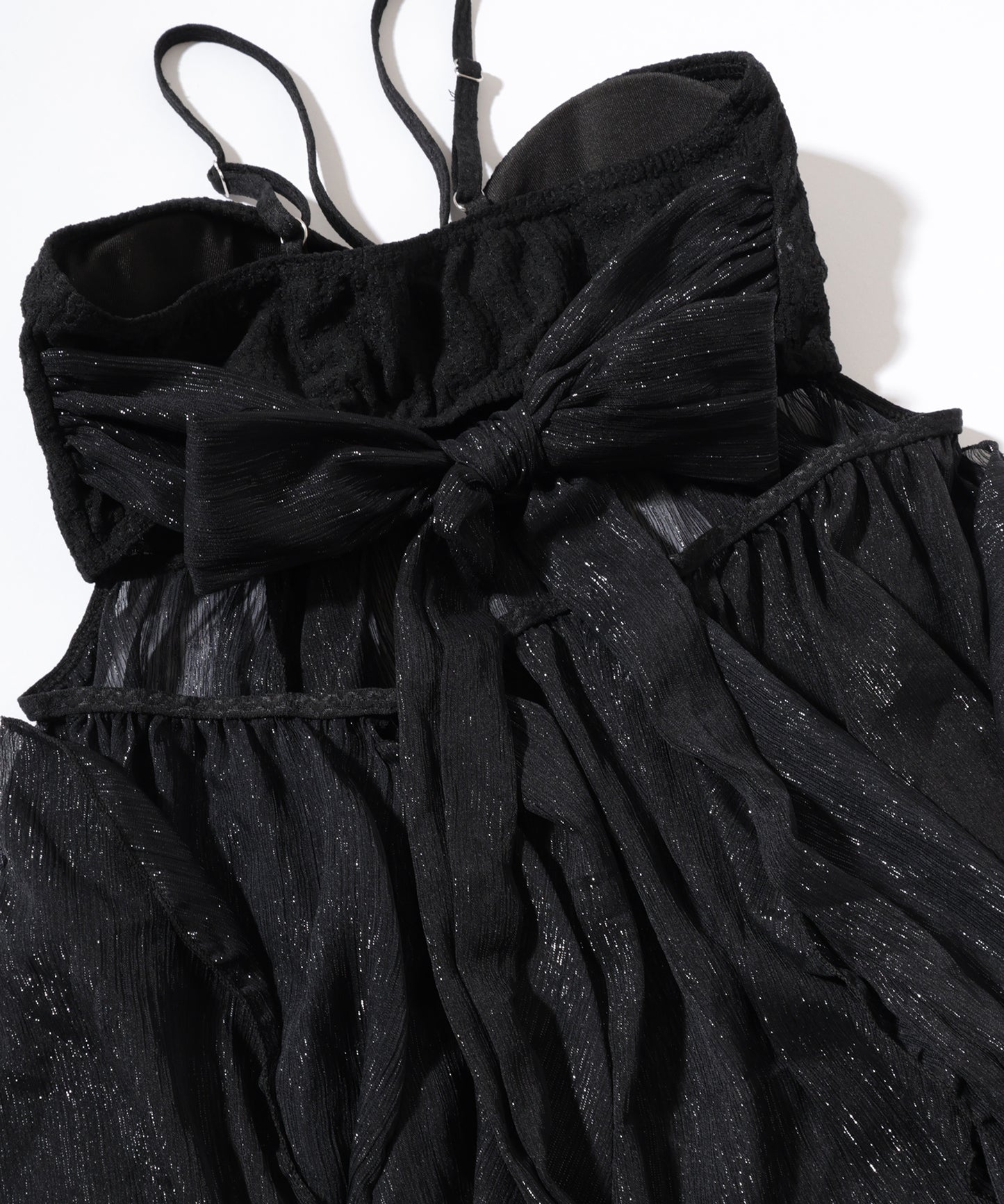 【2点セット】異素材 シアー ラッフルフリル ワンピース ショーツ付き セパレート水着