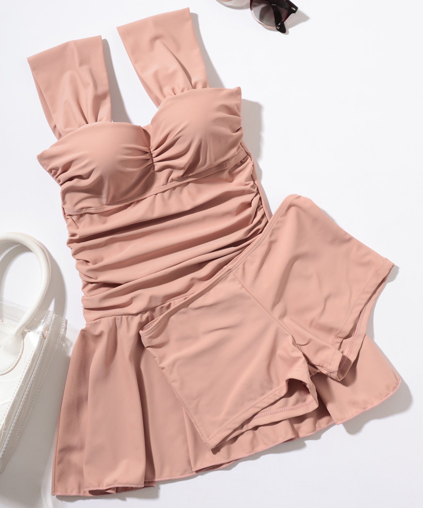 サイドシャーリング フレア ワンピース セパレート水着