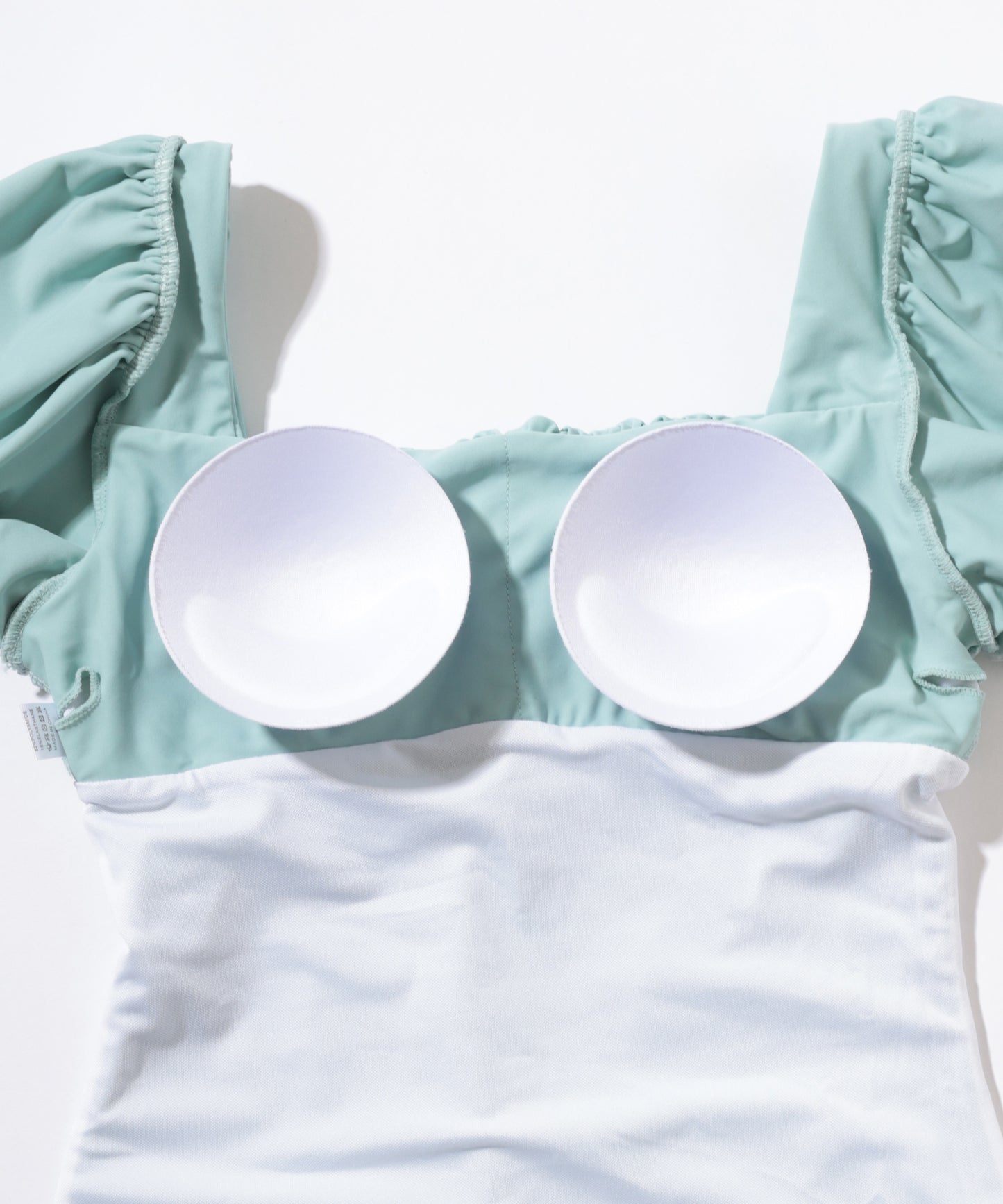 パフスリーブ バックレースアップ スクエアネック ワンピース 水着