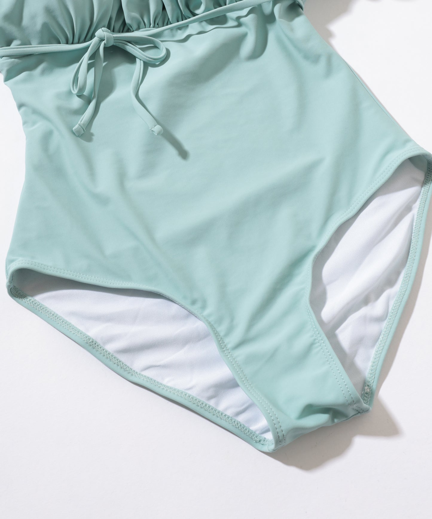 パフスリーブ バックレースアップ スクエアネック ワンピース 水着