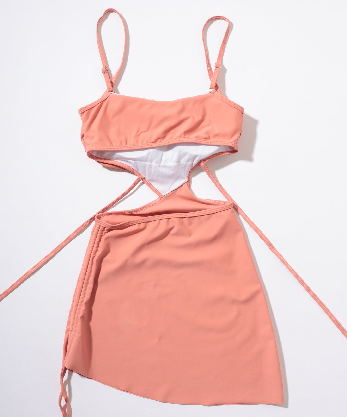 【2点セット】サイドオープン ドローストリング ワンピース ショーツ付き セパレート水着