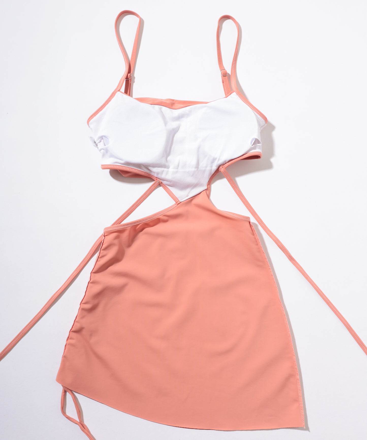 【2点セット】サイドオープン ドローストリング ワンピース ショーツ付き セパレート水着