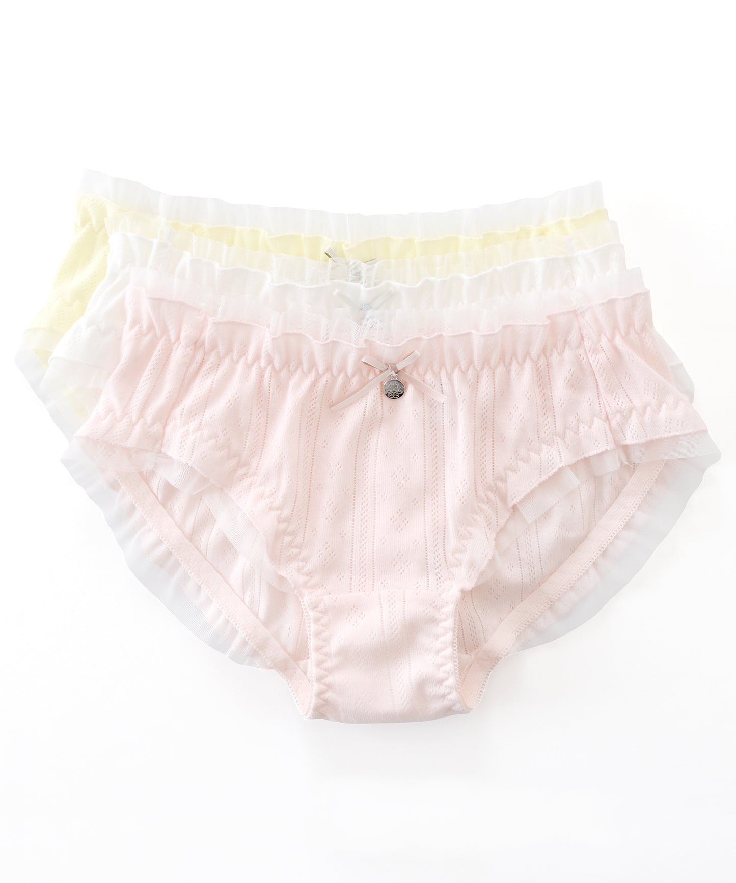 【3色組】セットでお得♪ショーツ 3色3枚セット ひらひらフリルがかわいい パステルカラーコットンショーツ