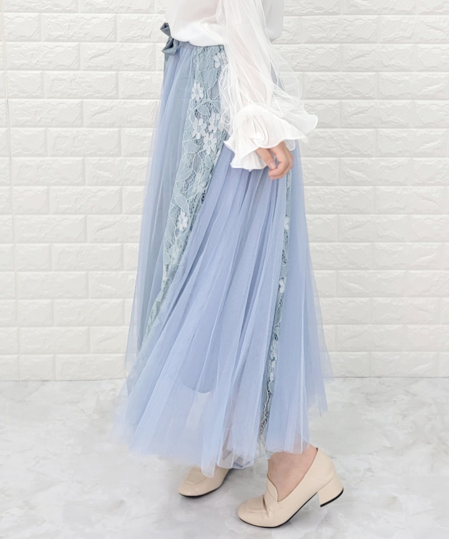 リボン付き ロングチュールスカート