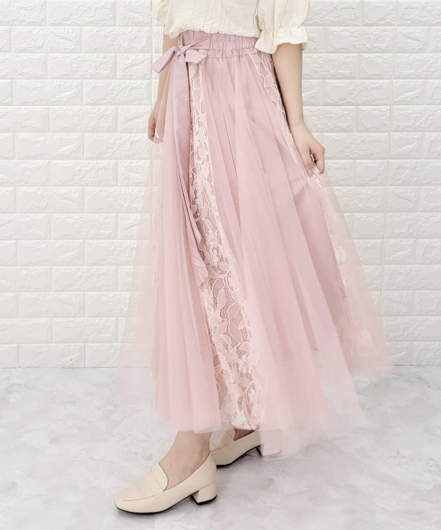 リボン付き ロングチュールスカート