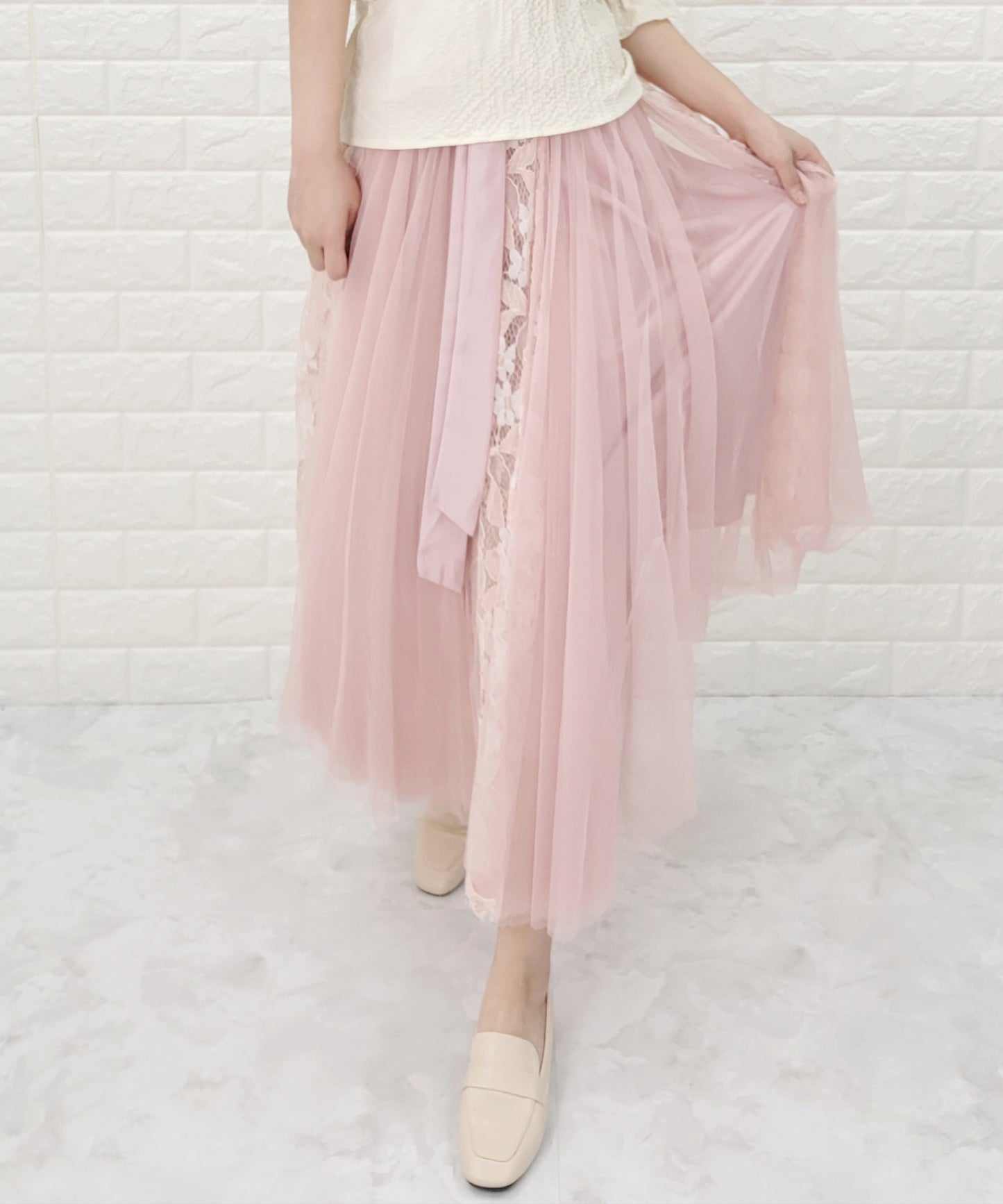 リボン付き ロングチュールスカート