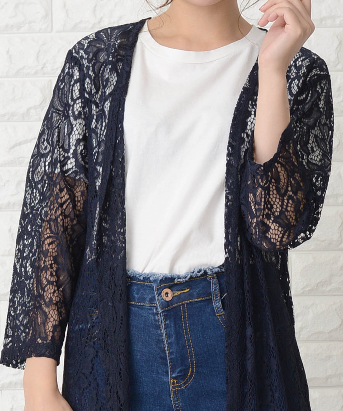 花柄総レースロング丈カーディガン