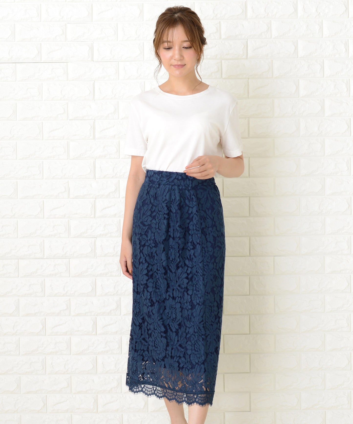 花柄総レースAラインスカート