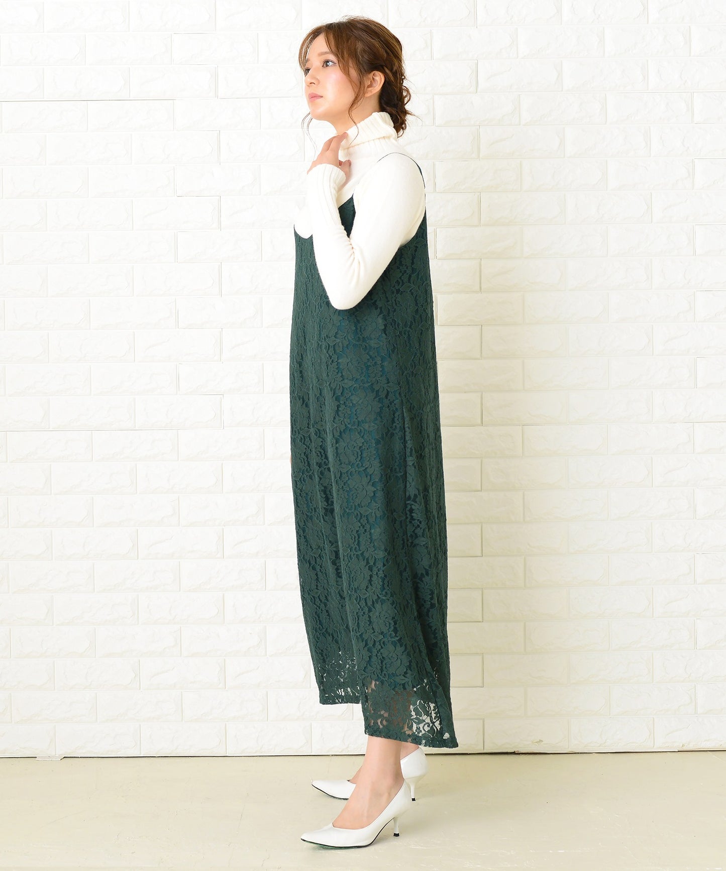 レースデザインキャミワンピースドレス