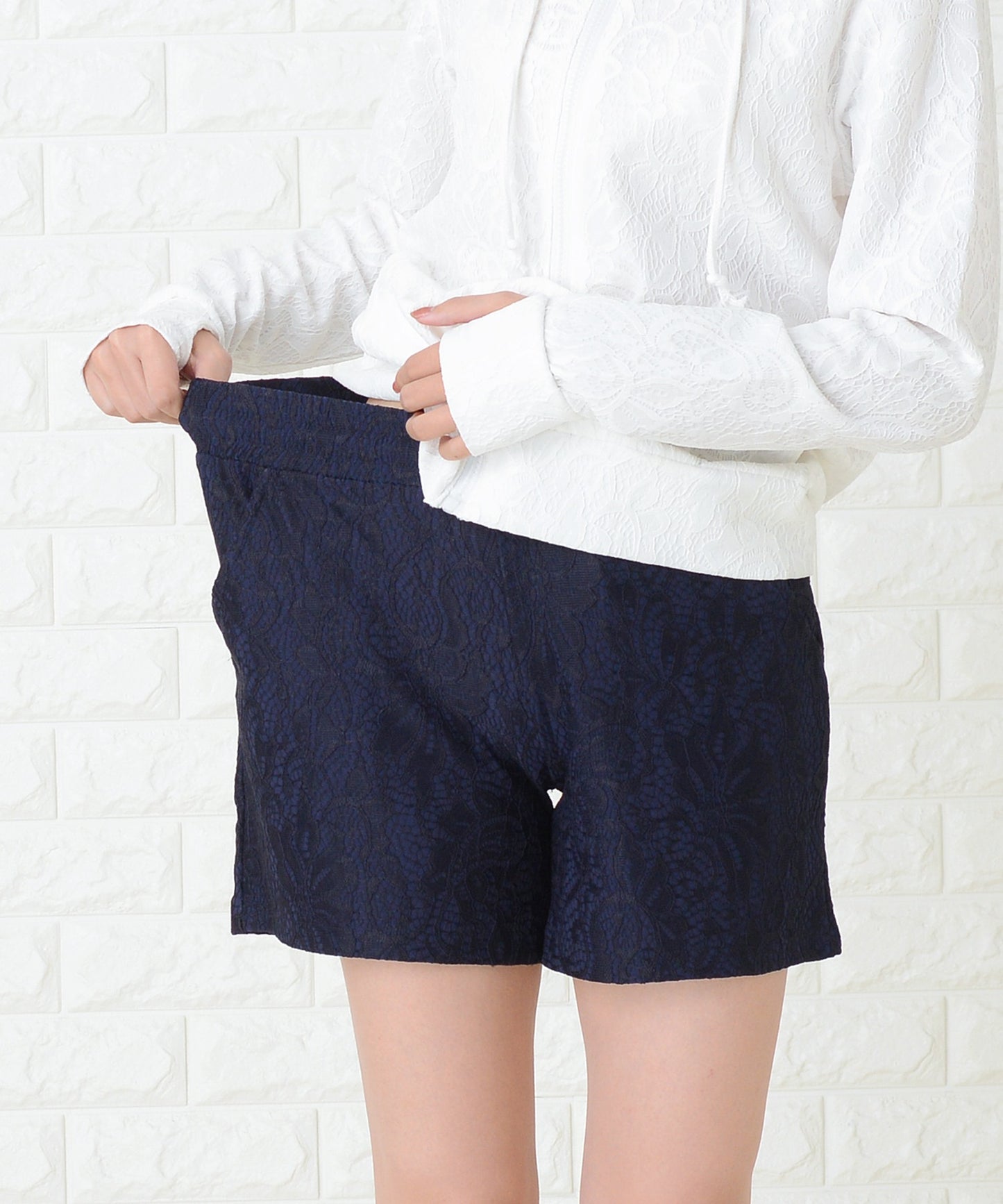 レース柄ラッシュガード ショートパンツ 2点セット