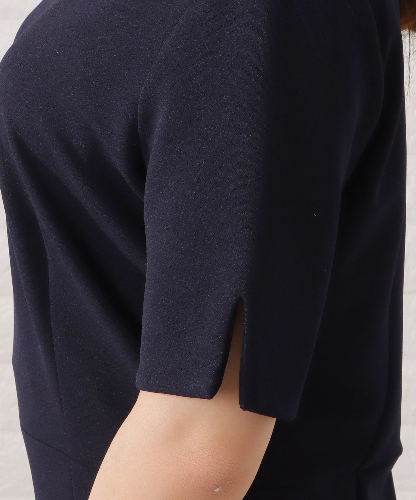 Vネックワンピース×ノーカラージャケット2点セット