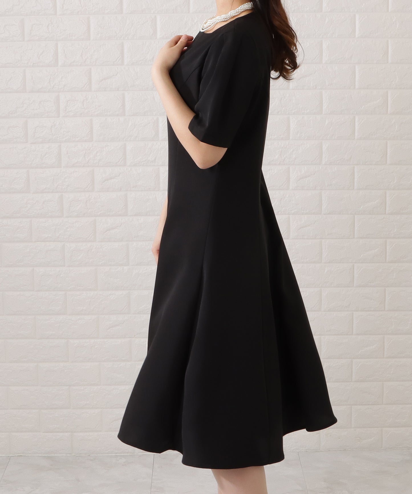 ツイード調ノーカラージャケット&タックフレアワンピースセットアップ