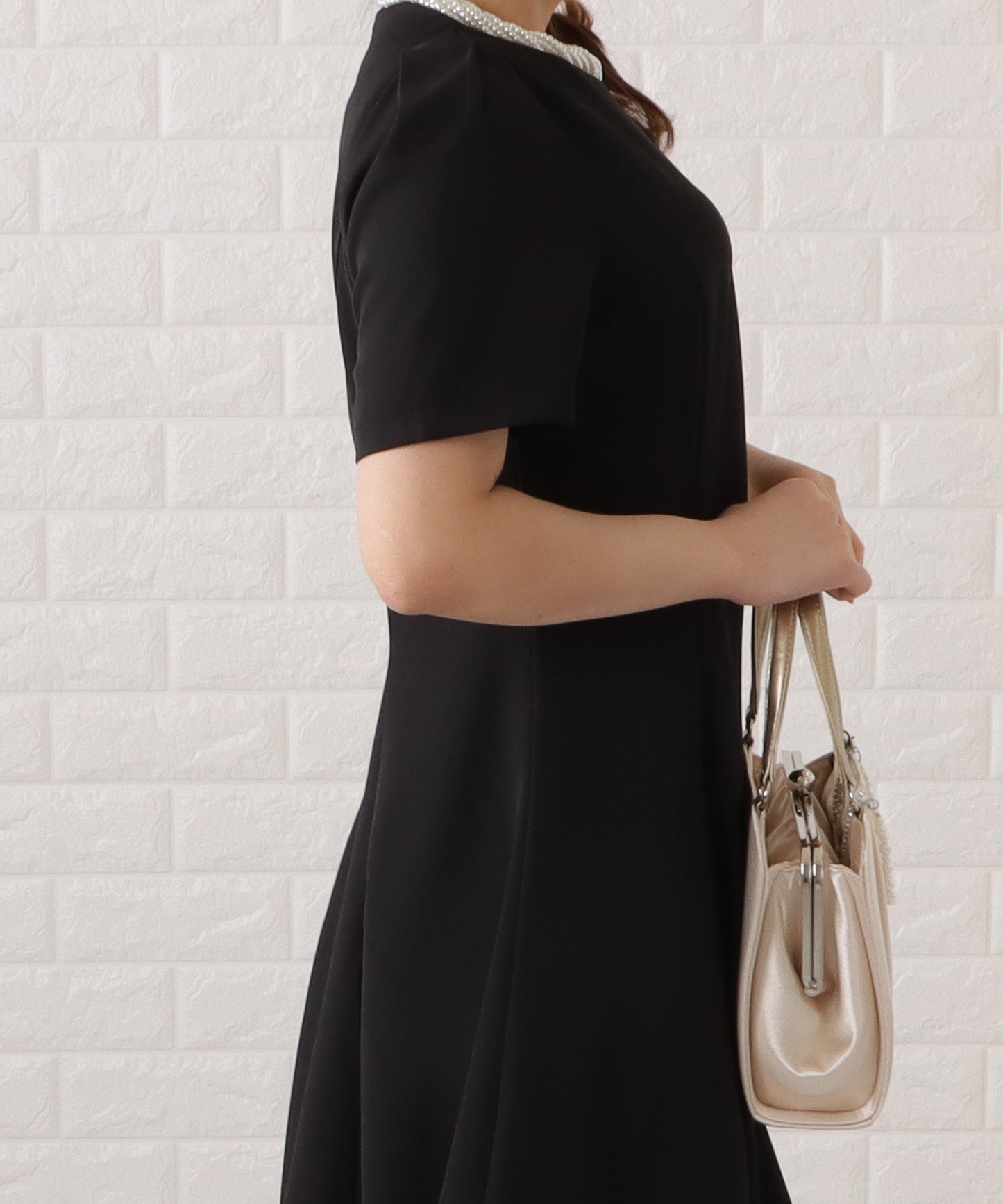 ツイード調ノーカラージャケット&タックフレアワンピースセットアップ