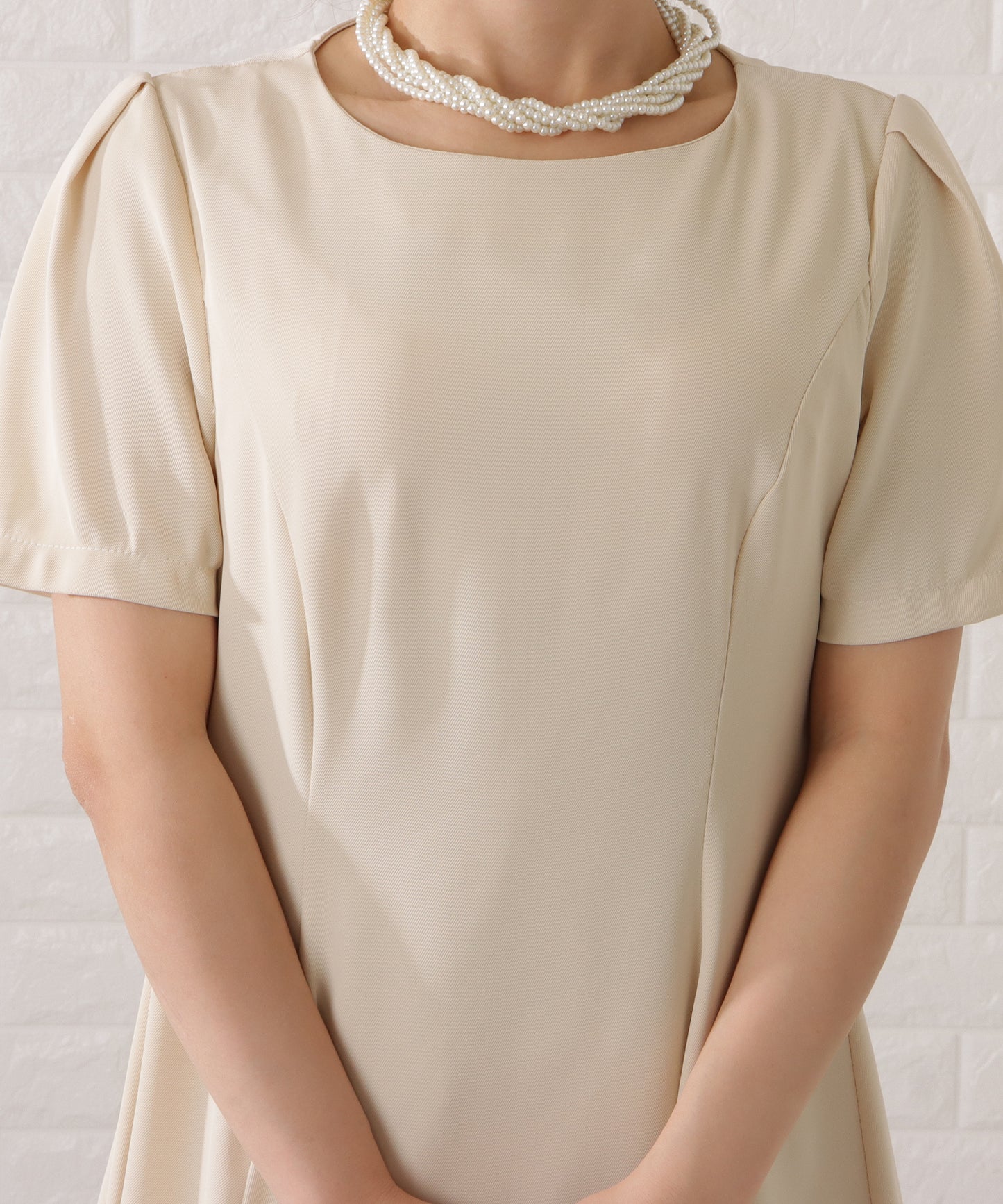 ツイード調ノーカラージャケット&タックフレアワンピースセットアップ