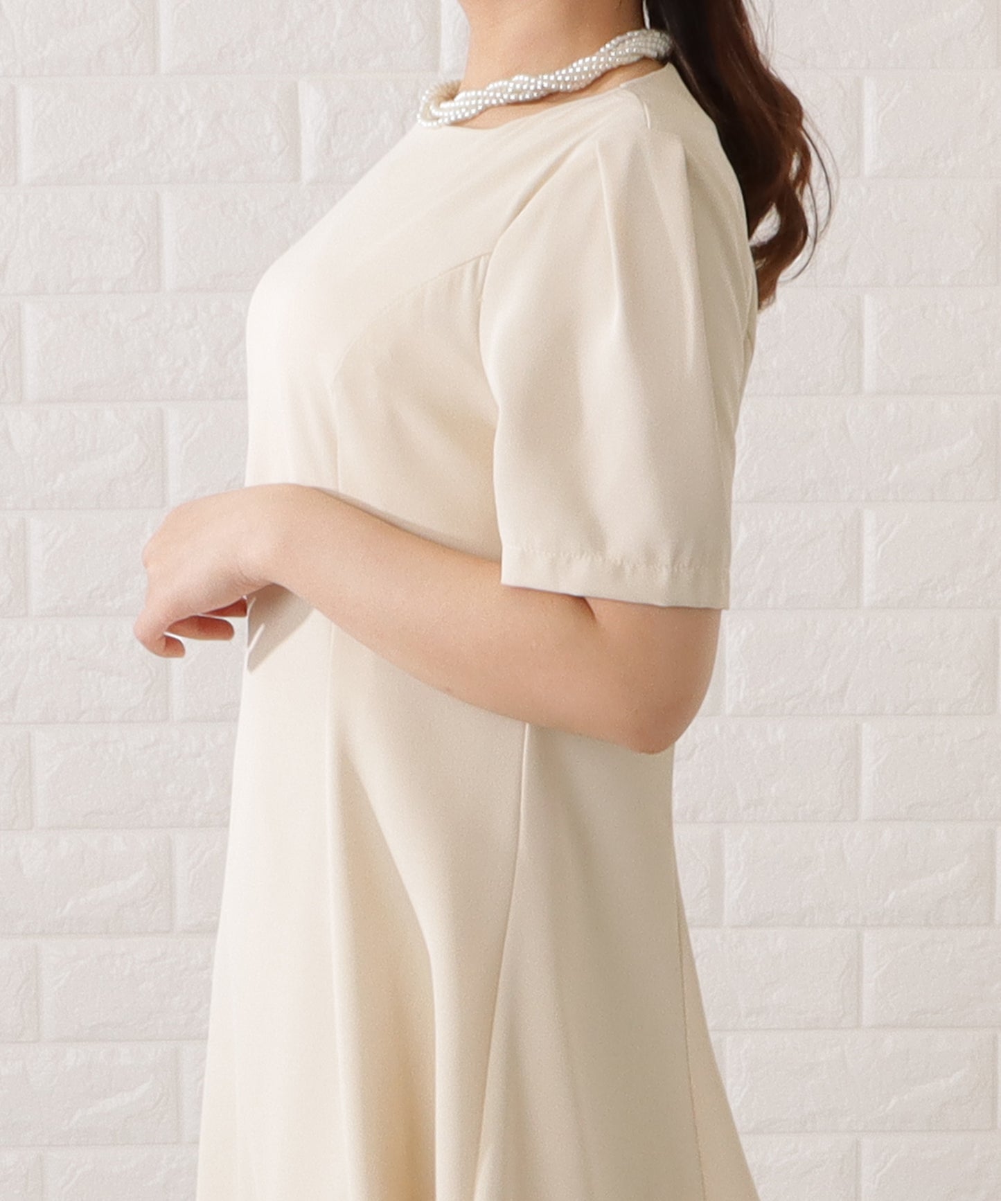 ツイード調ノーカラージャケット&タックフレアワンピースセットアップ