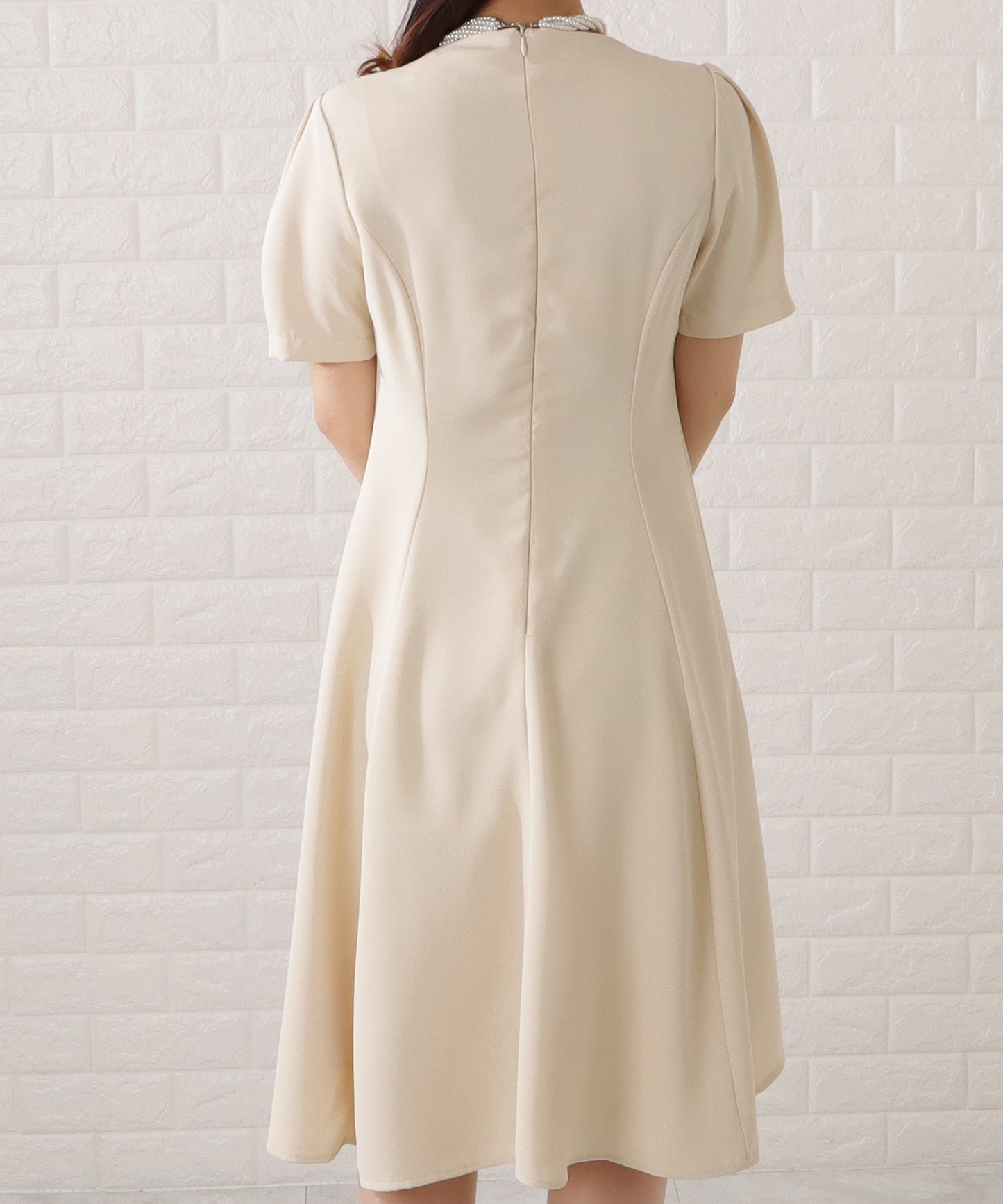 ツイード調ノーカラージャケット&タックフレアワンピースセットアップ