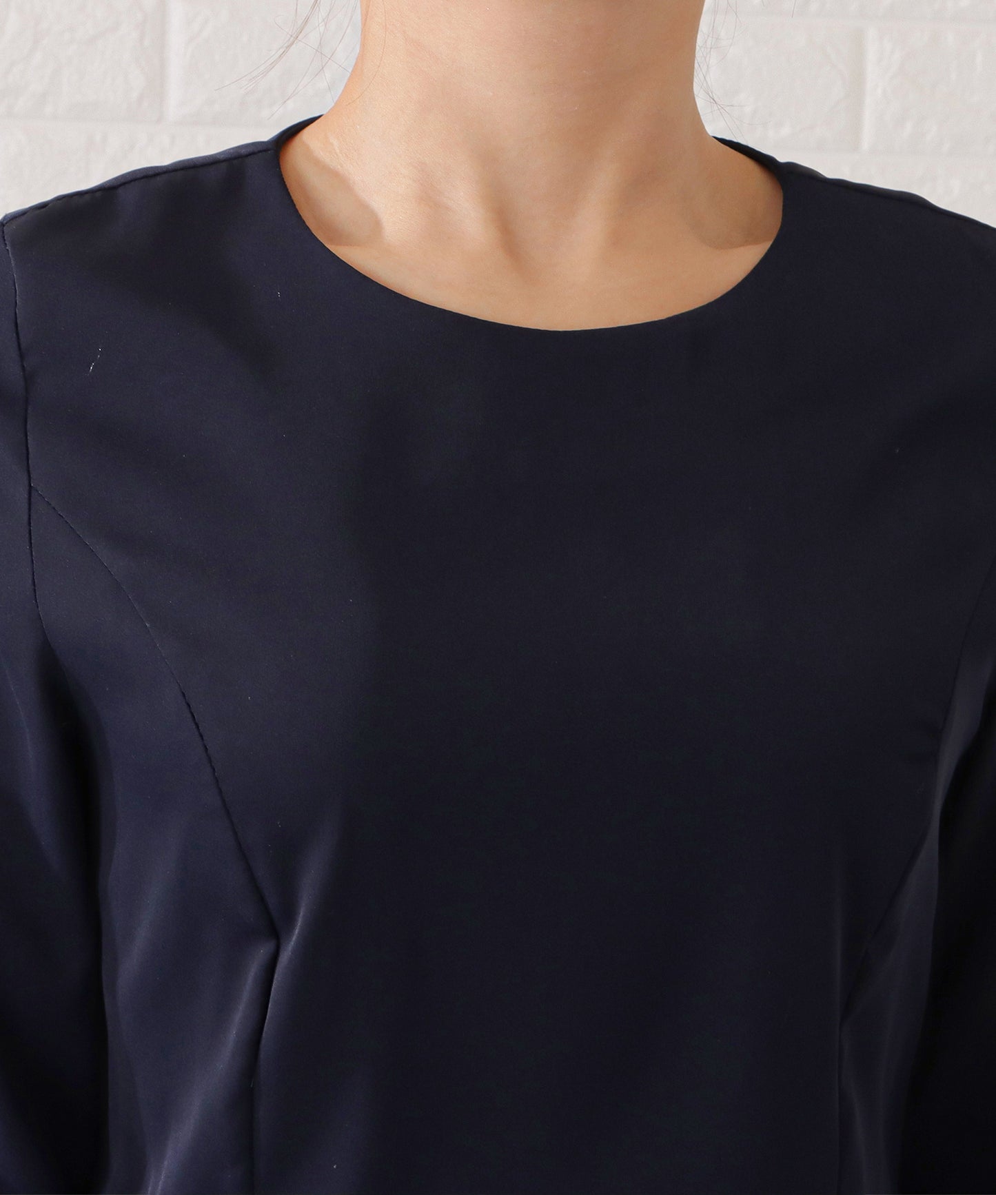 スタンドカラージャケット&セミフレアフェイクレイヤードワンピースセットアップ