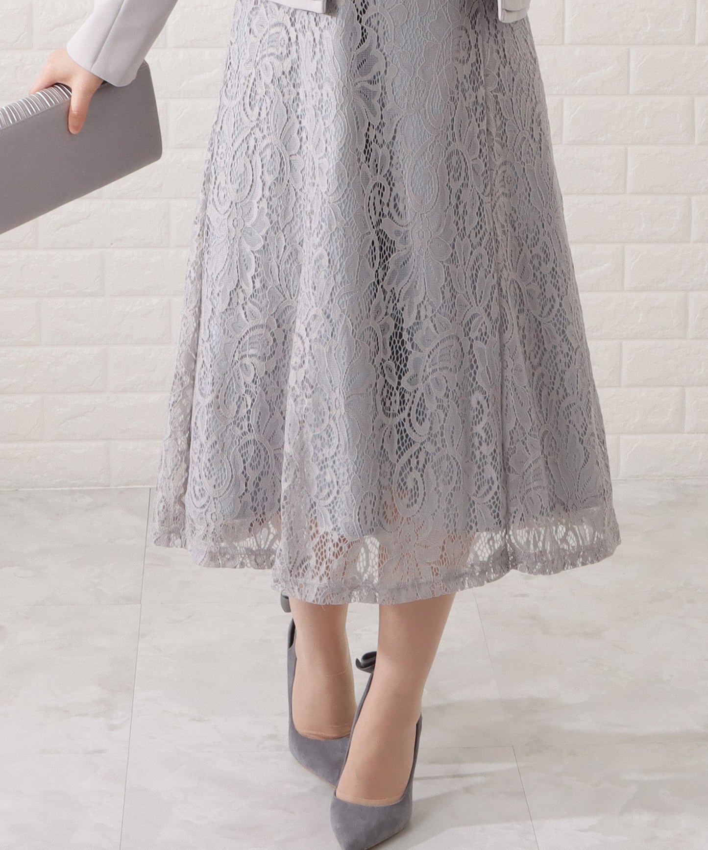 ノーカラージャケット&総レース半袖ワンピースドレス