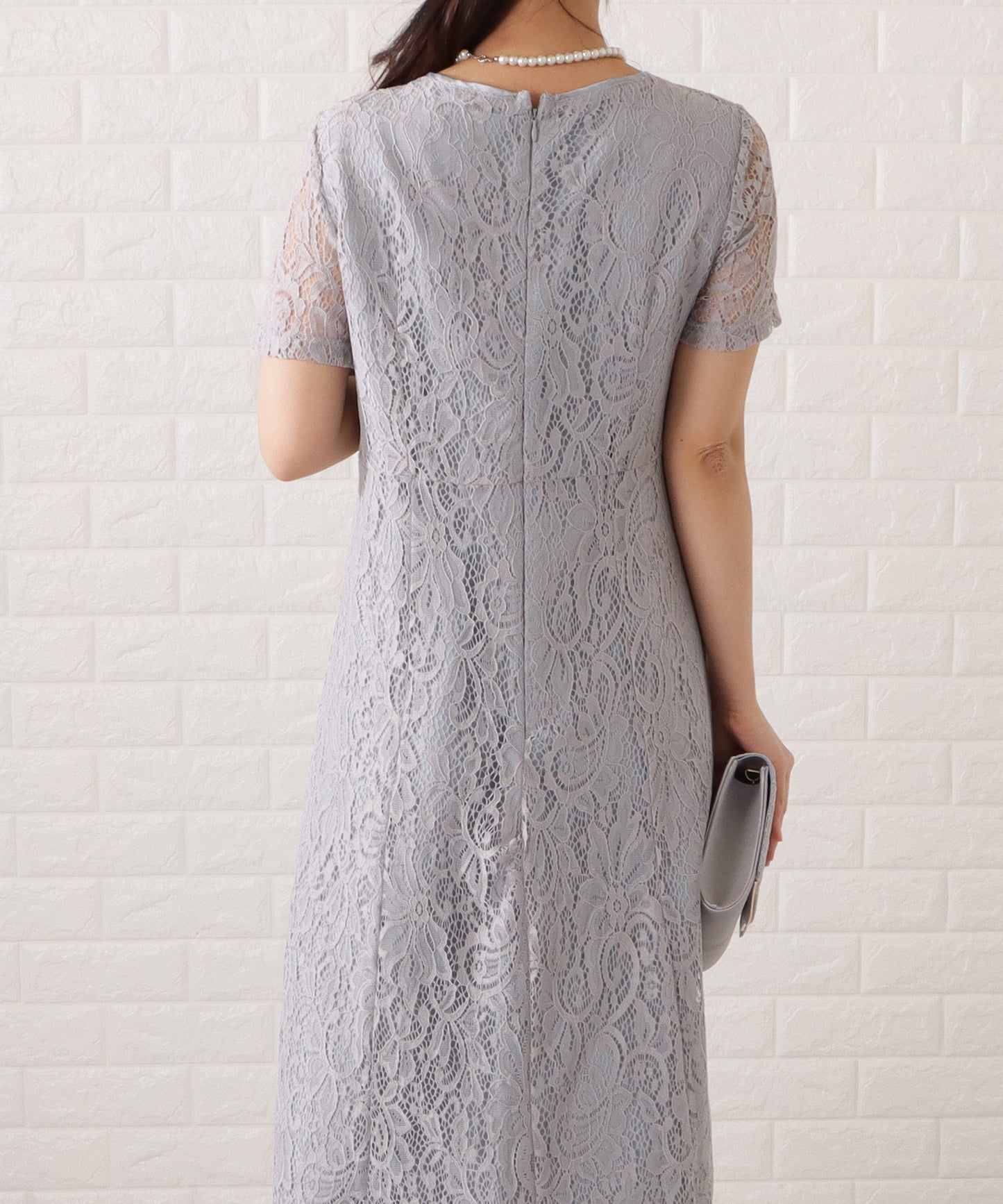 ノーカラージャケット&総レース半袖ワンピースドレス