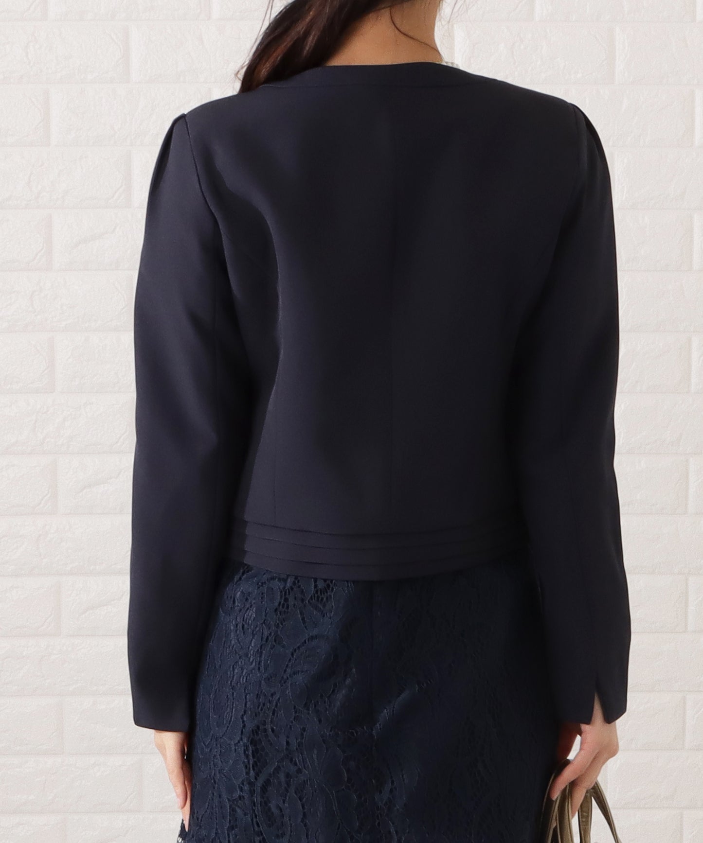 ノーカラージャケット&総レース半袖ワンピースドレス