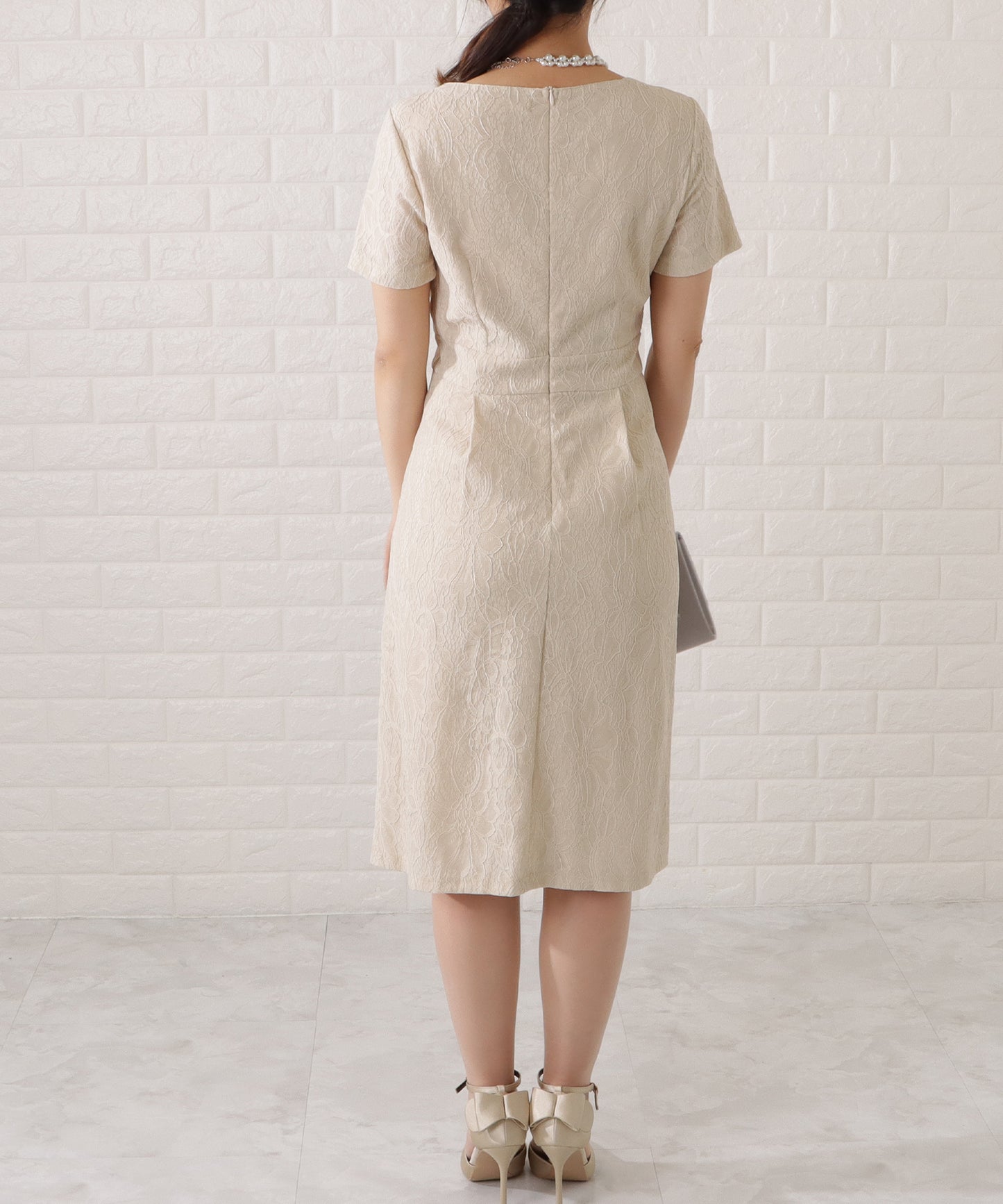 タックペプラムジャケット&レースワンピースセットアップ